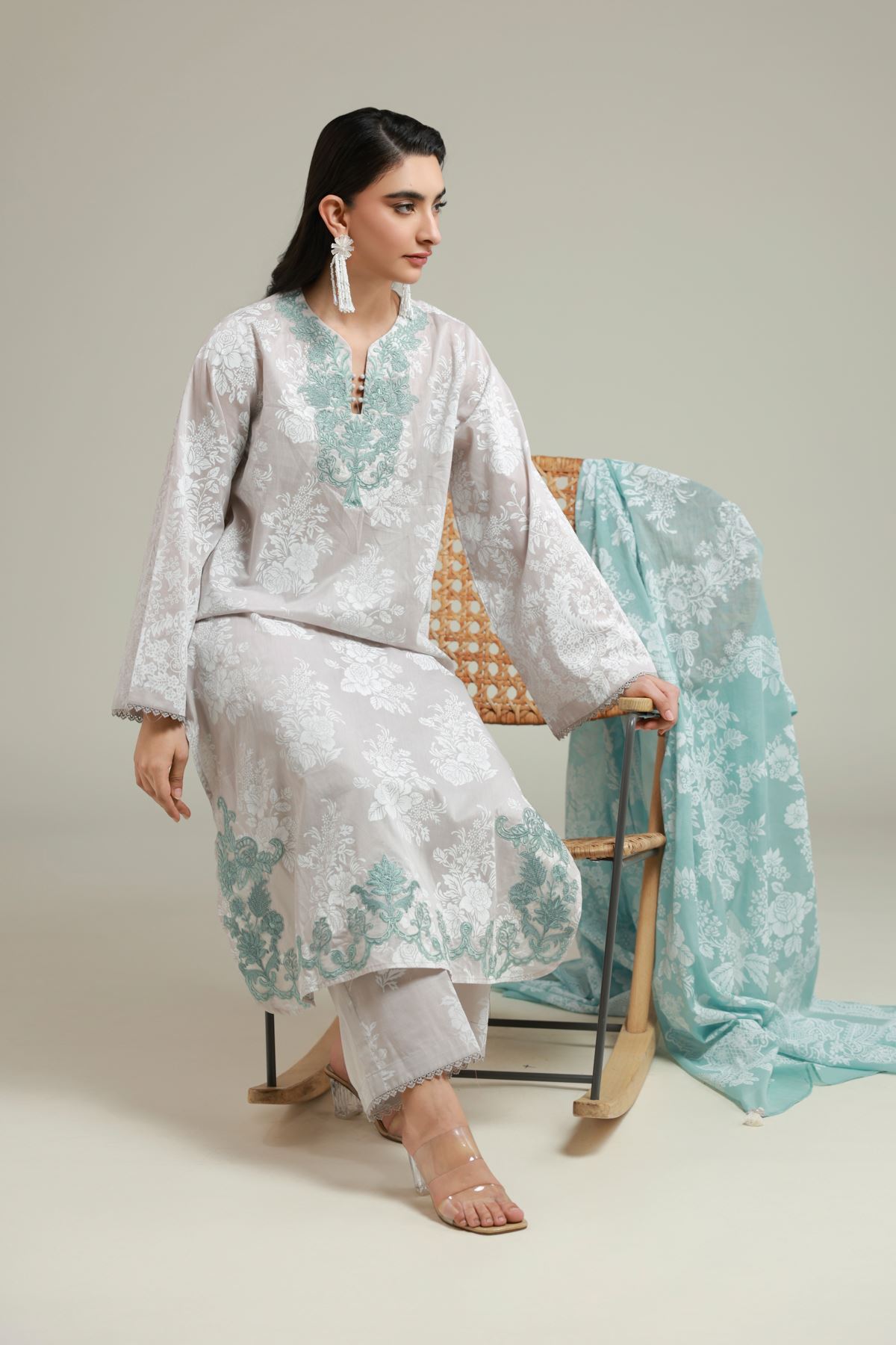 Embroidered Lawn Tailored 3 Piece - R-LCP18407-A-VG