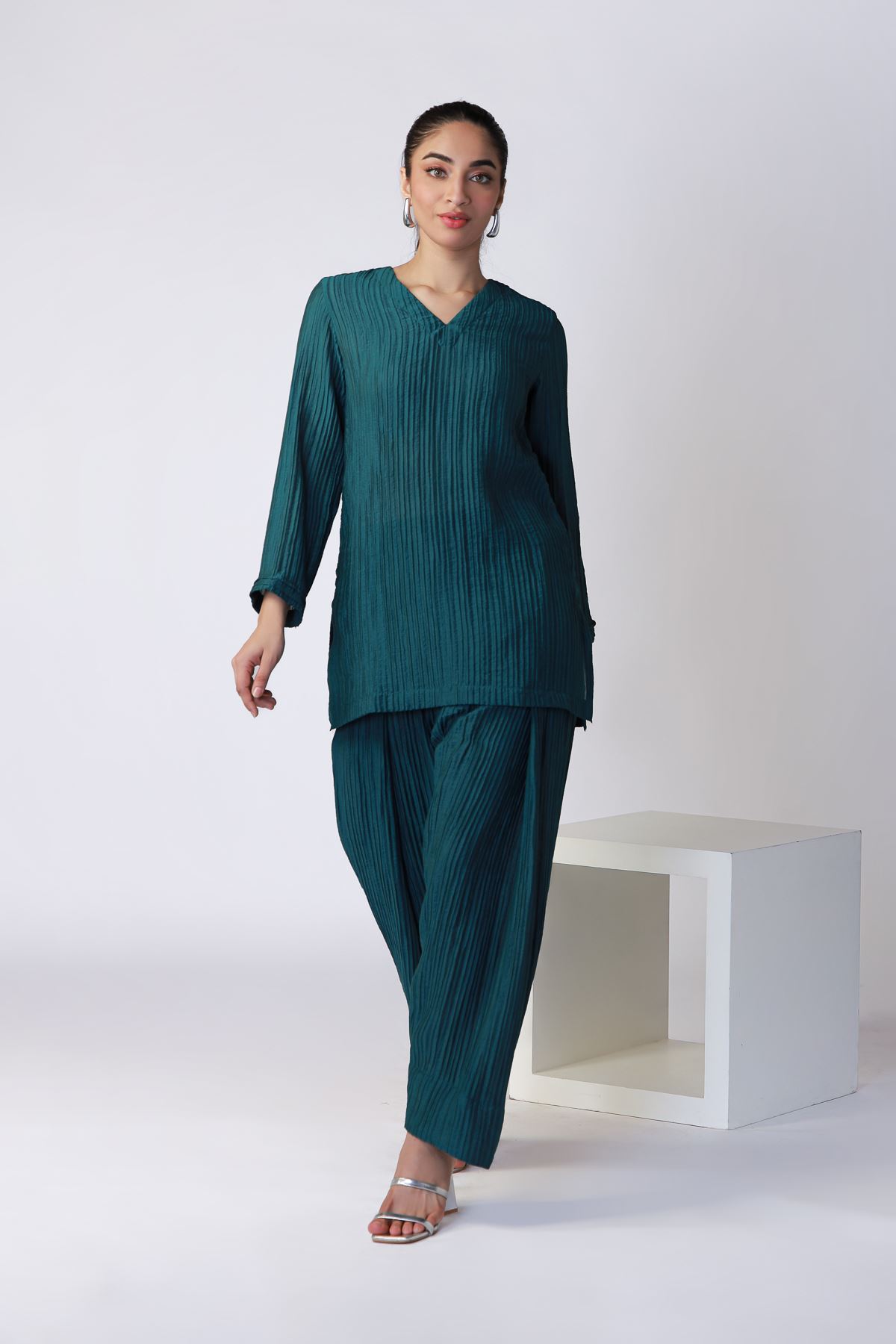 Dyed Ripple Crinkle Kurta - OTD4-EX28-08TA-VG