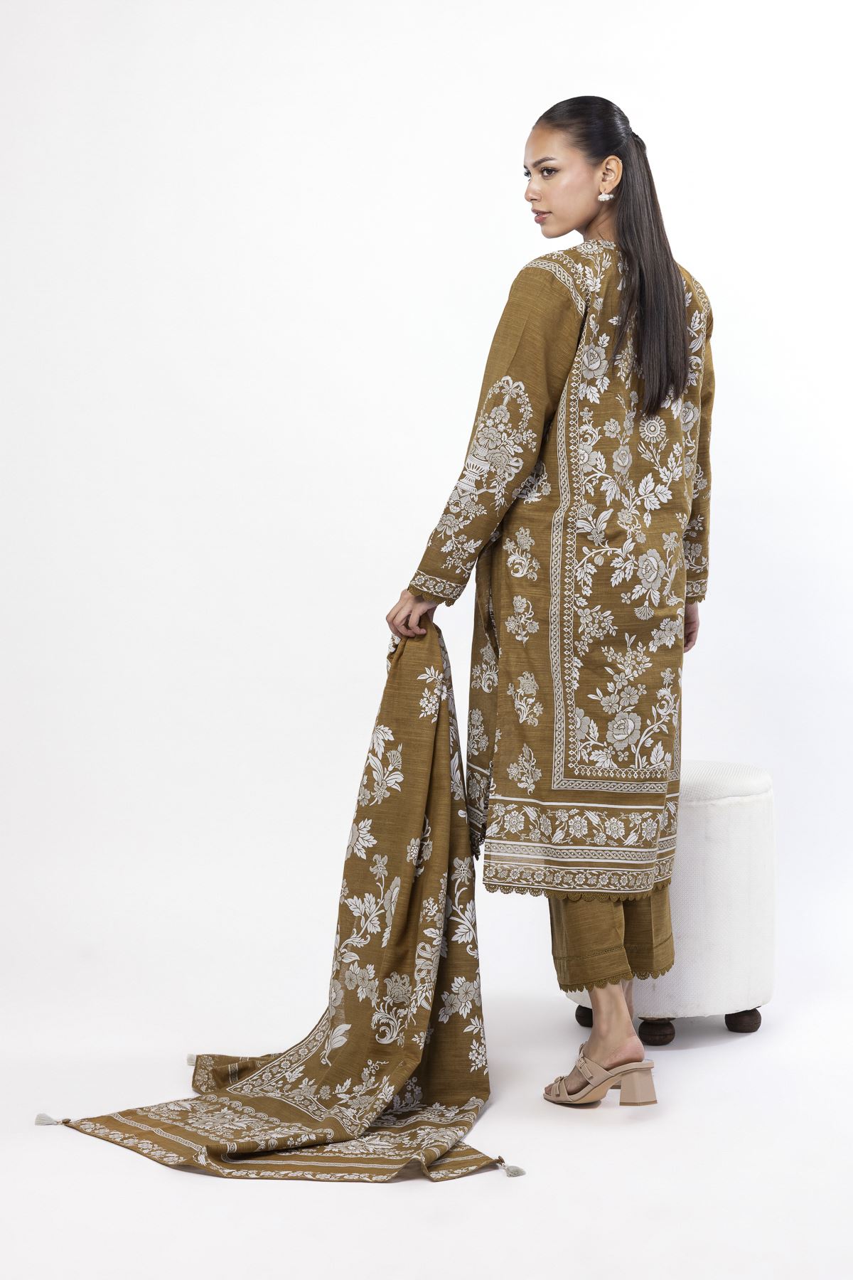 Printed Slub Cotton Tailored 3 Piece - CV08BST-VG