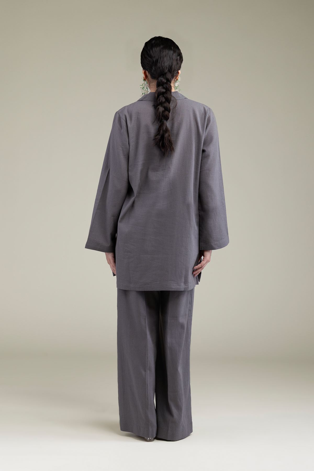 Dyed Blended Linen Solid Linen Kurta - 1-26-238-A-E1-VG