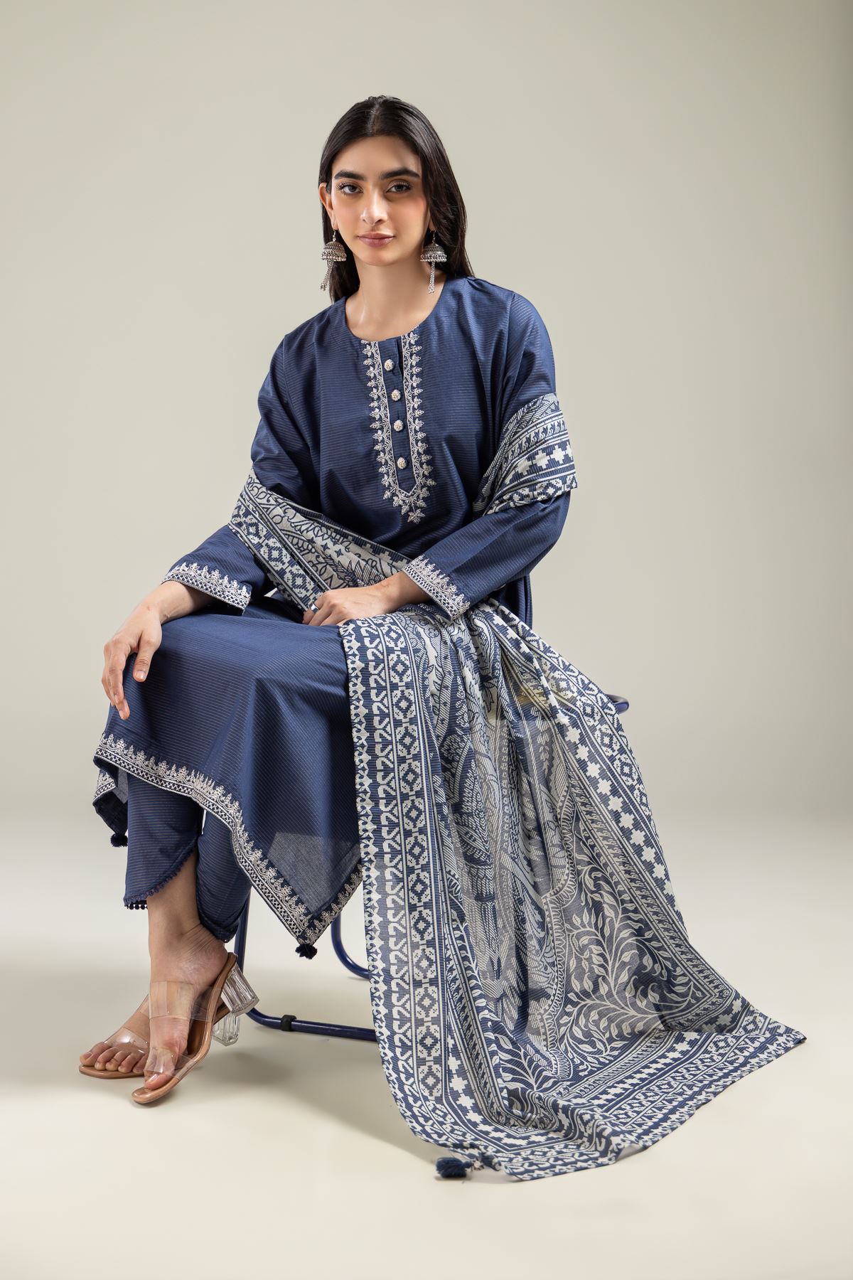 Embroidered Mesuri Messuri Round-Neck Kurta - 1-26-142-A-A-VG