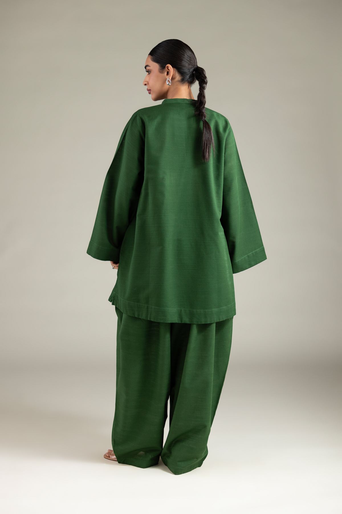 Dyed Textured Cotton Solid Drawstring Kurta - 1-26-125-A-E-VG