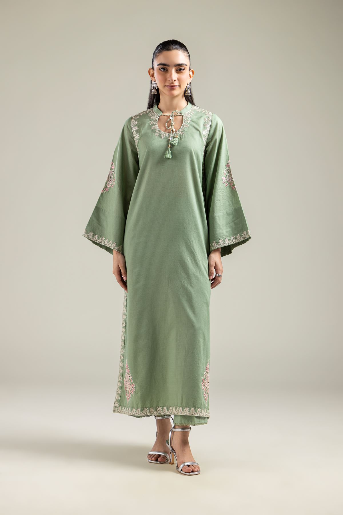 Embroidered Mesuri Floral Embroidered Kurta - 1-26-142-A-F-VG