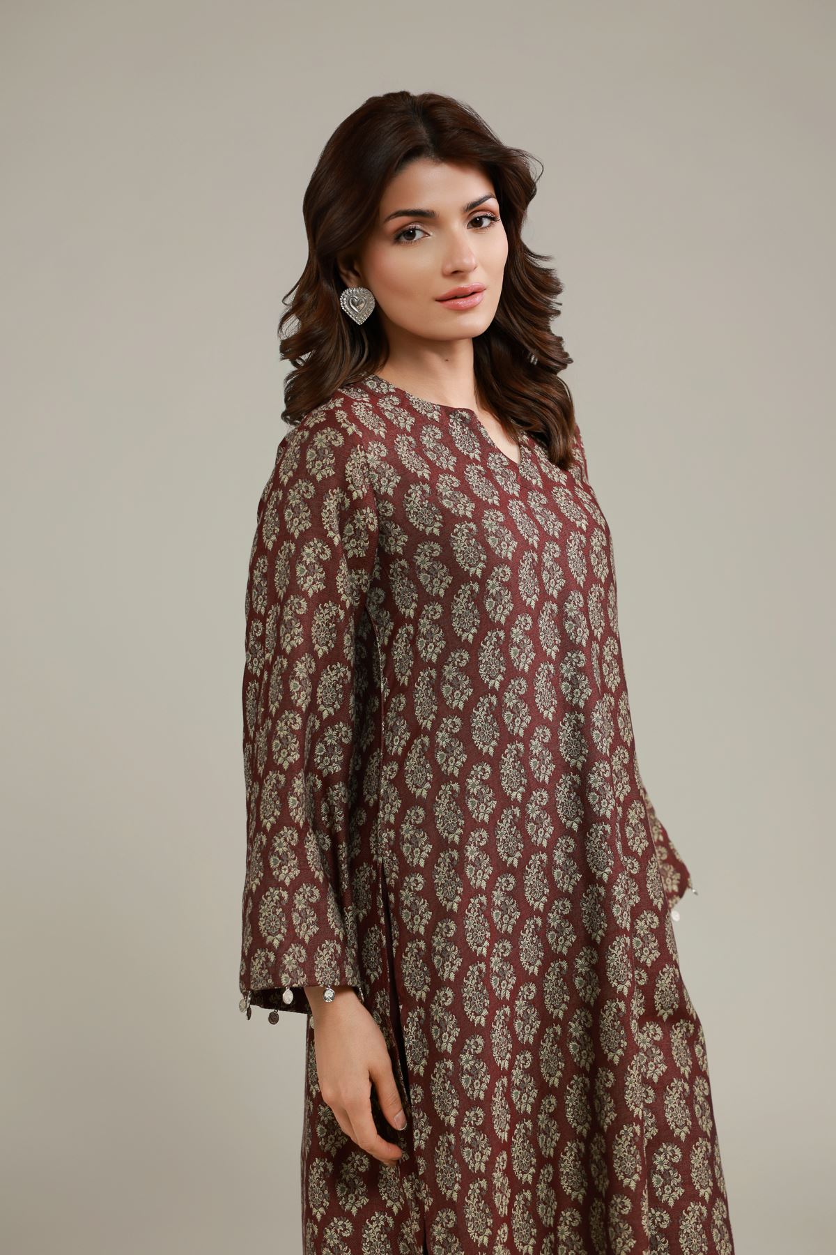Dyed Jacquard Kurta - 1001920713