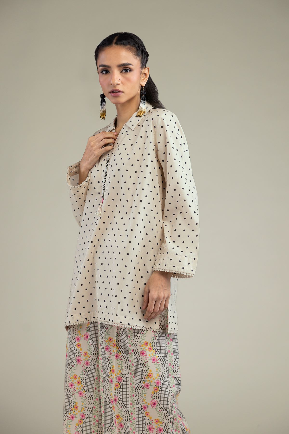 Printed Cambric Cambric V-Neck Kurta - 25-10-11E1-01TB-VG