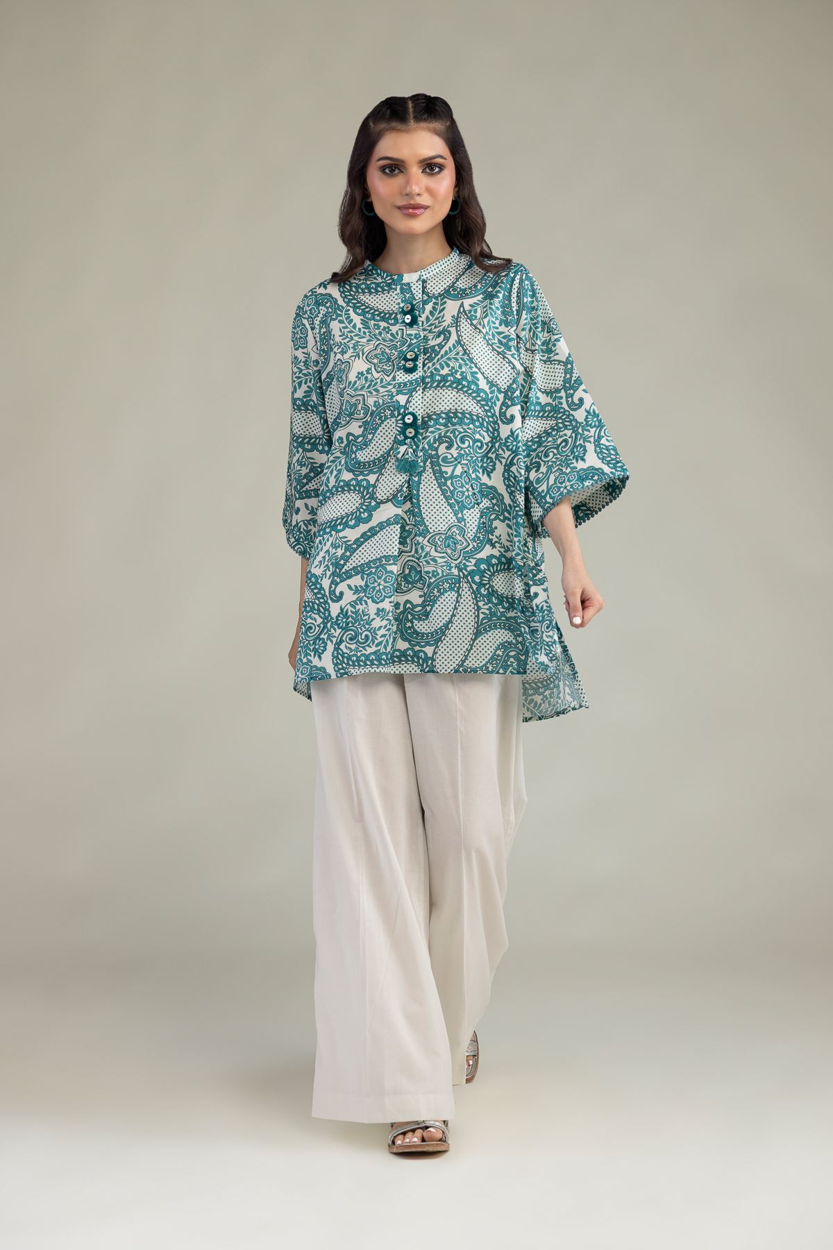 Printed Cambric Short Cambric Kurta - 8-26-213-A-B1-VG