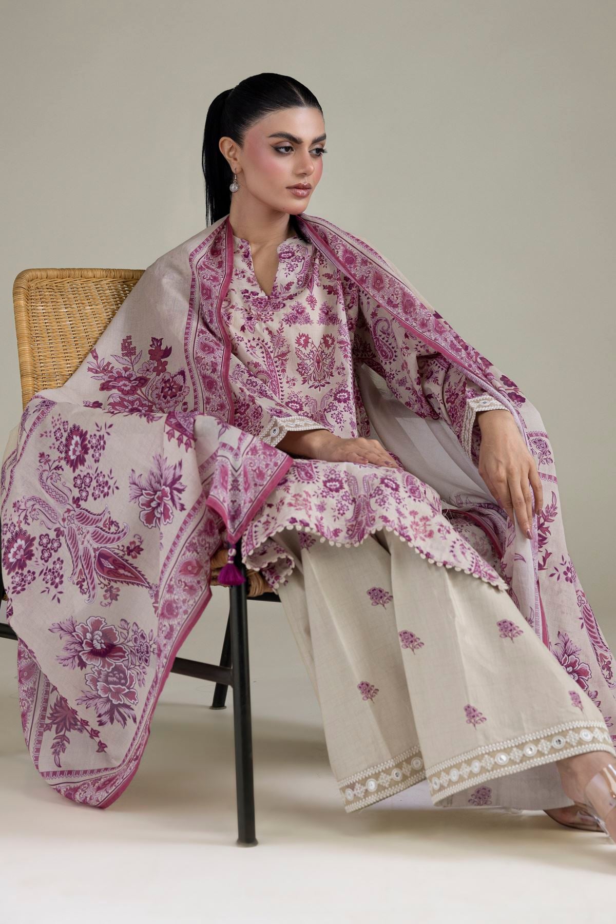Embroidered Cambric Cambric Tailored 3-Piece - B1-2-26-106-A-C-VG