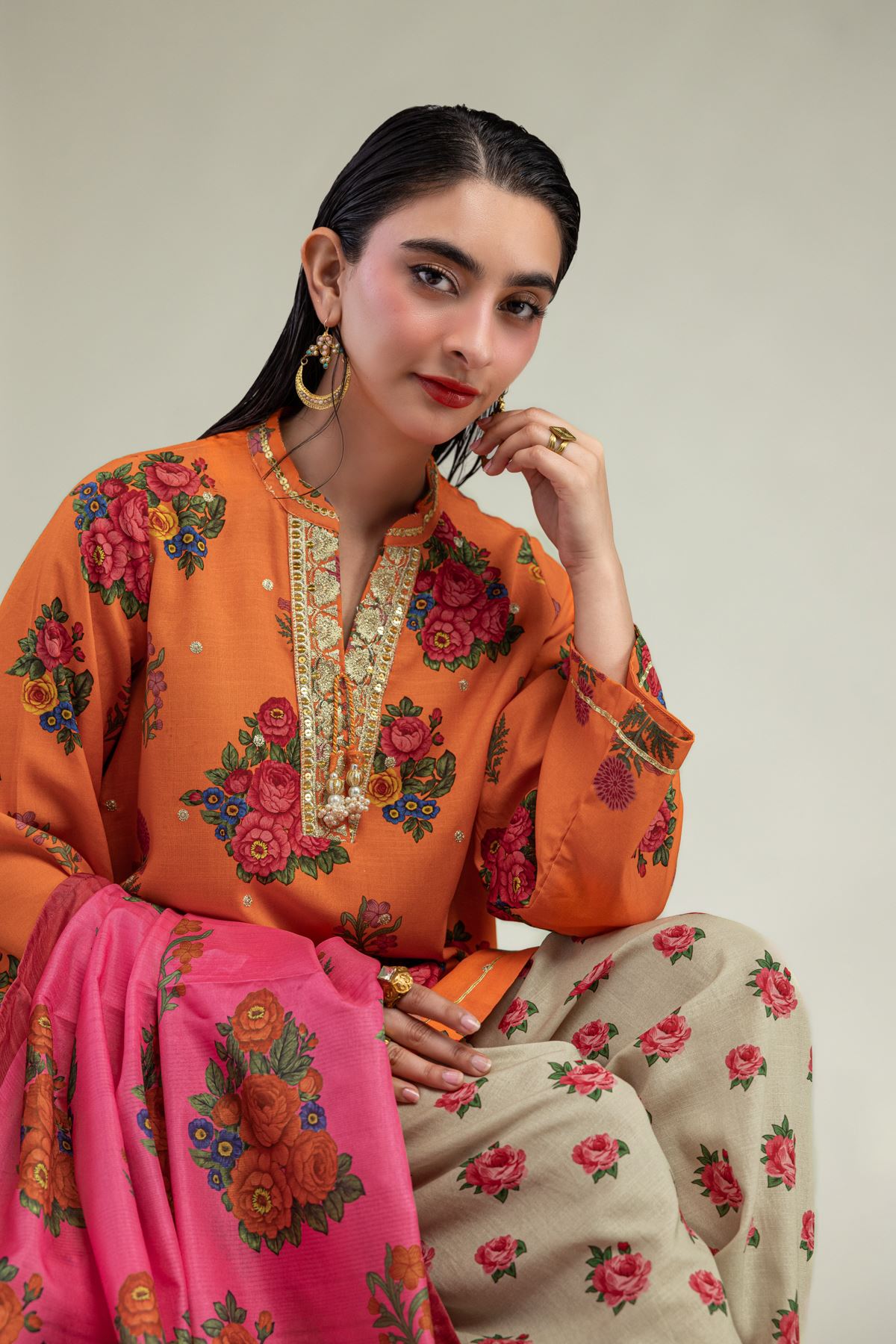 Embroidered Mesuri Floral Mesuri Dupatta - 2-26-201-A-B-VG