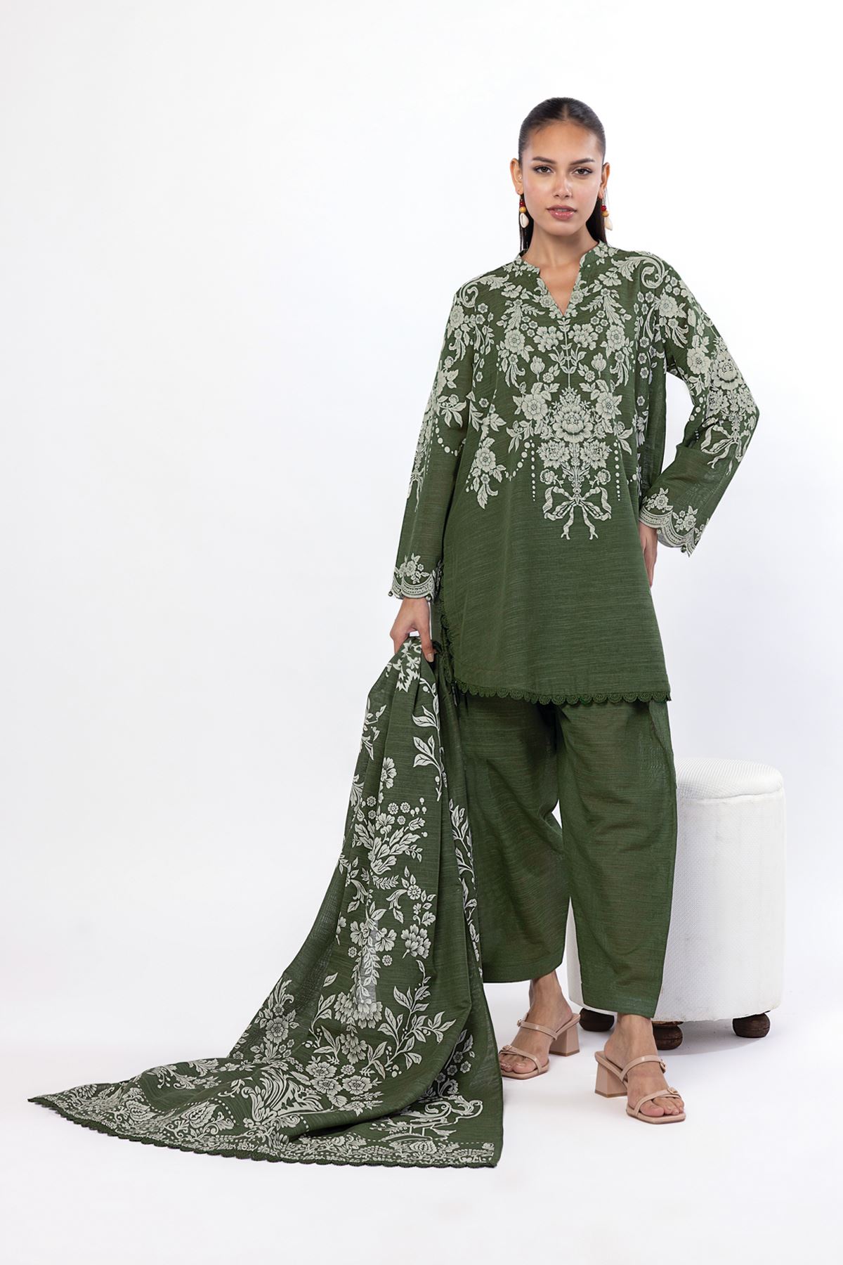 Printed Light Khaddar Fabrics 3 Piece - KW32B-VG