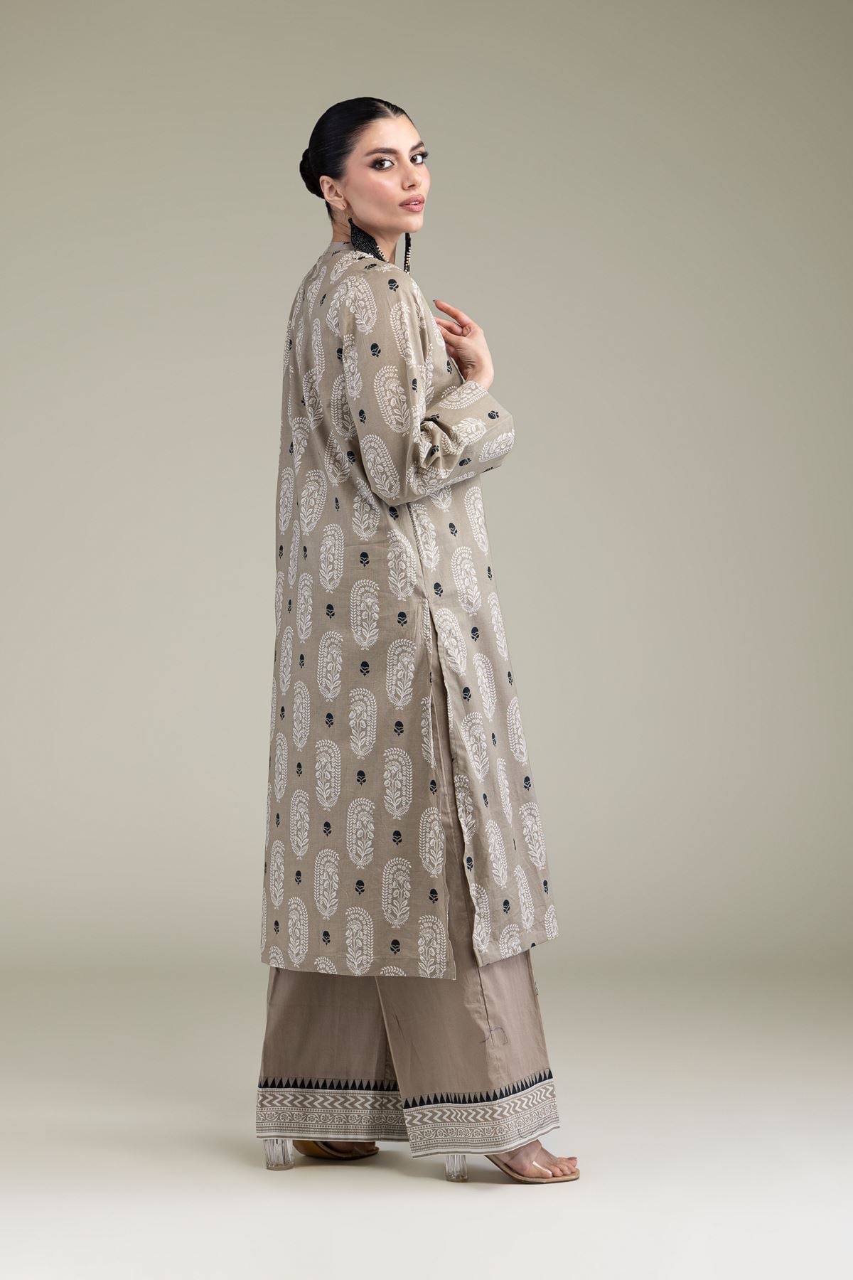 Printed Cambric Beige Paisley Pants - 1-26-209-A-G2-VG
