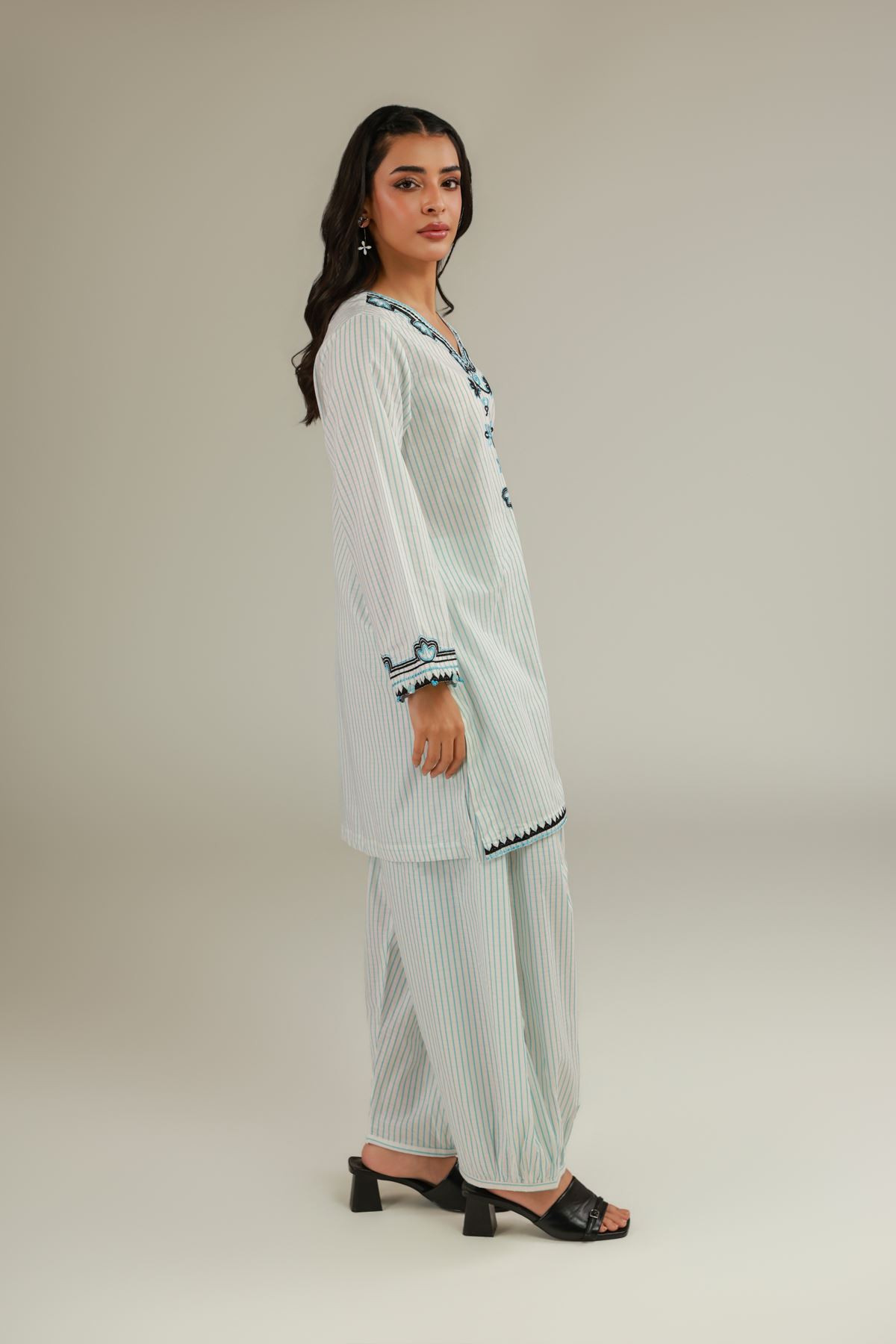 Embroidered Cotton Dobby Embroidered Shalwar - 1-26-124-B-G-VG