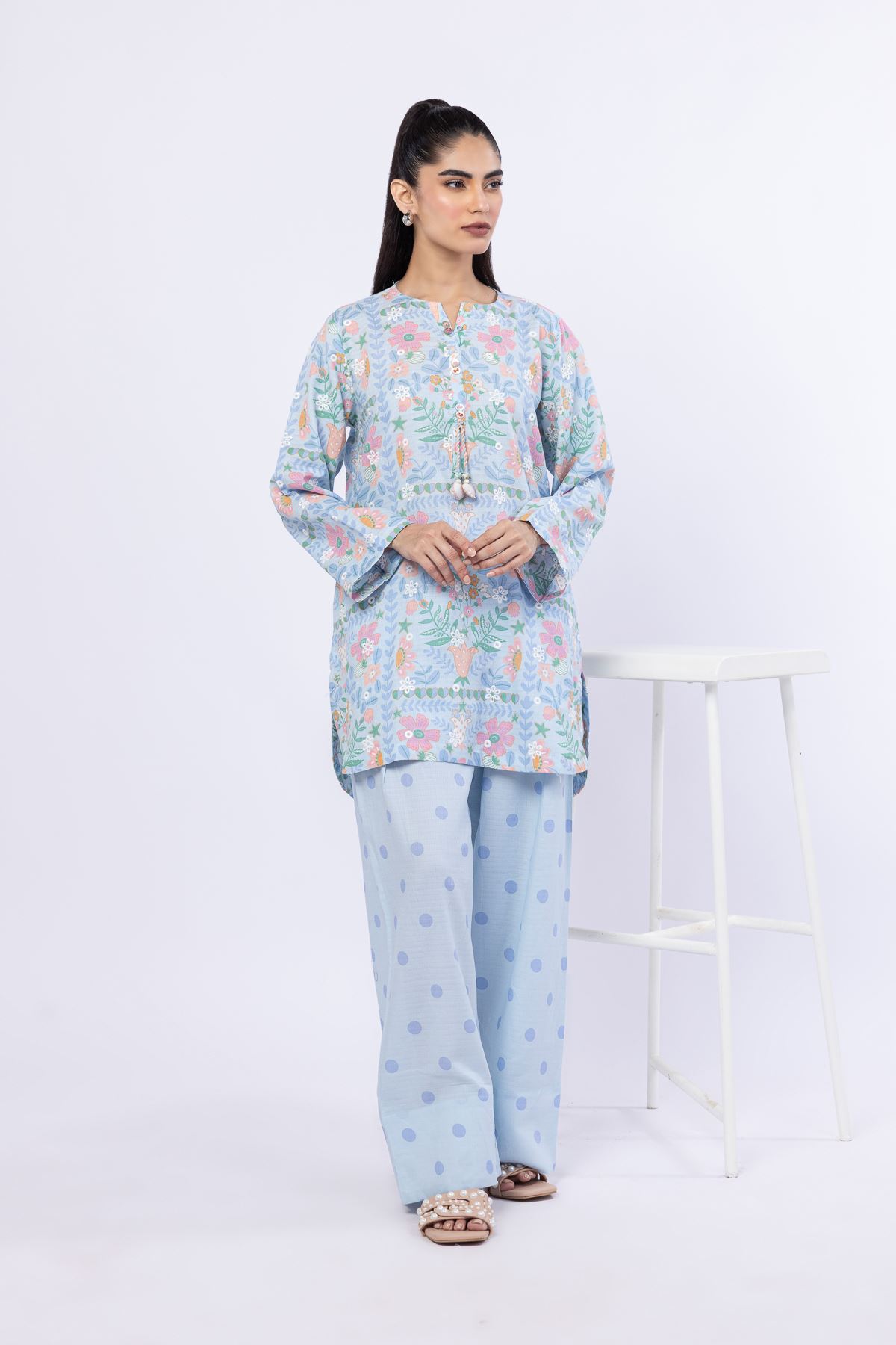 Embroidered Cotton Dobby Kurta - 25-07-7E5-08TA-VG