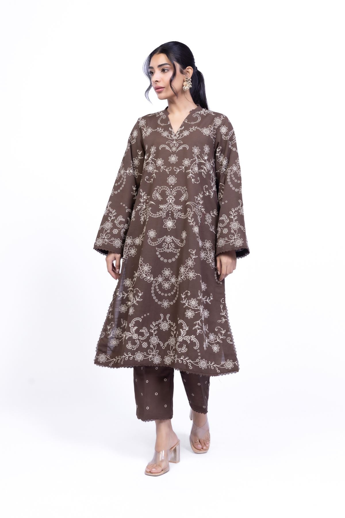 Printed Khaddar Pants - 25-08-11E15-07TB-VG