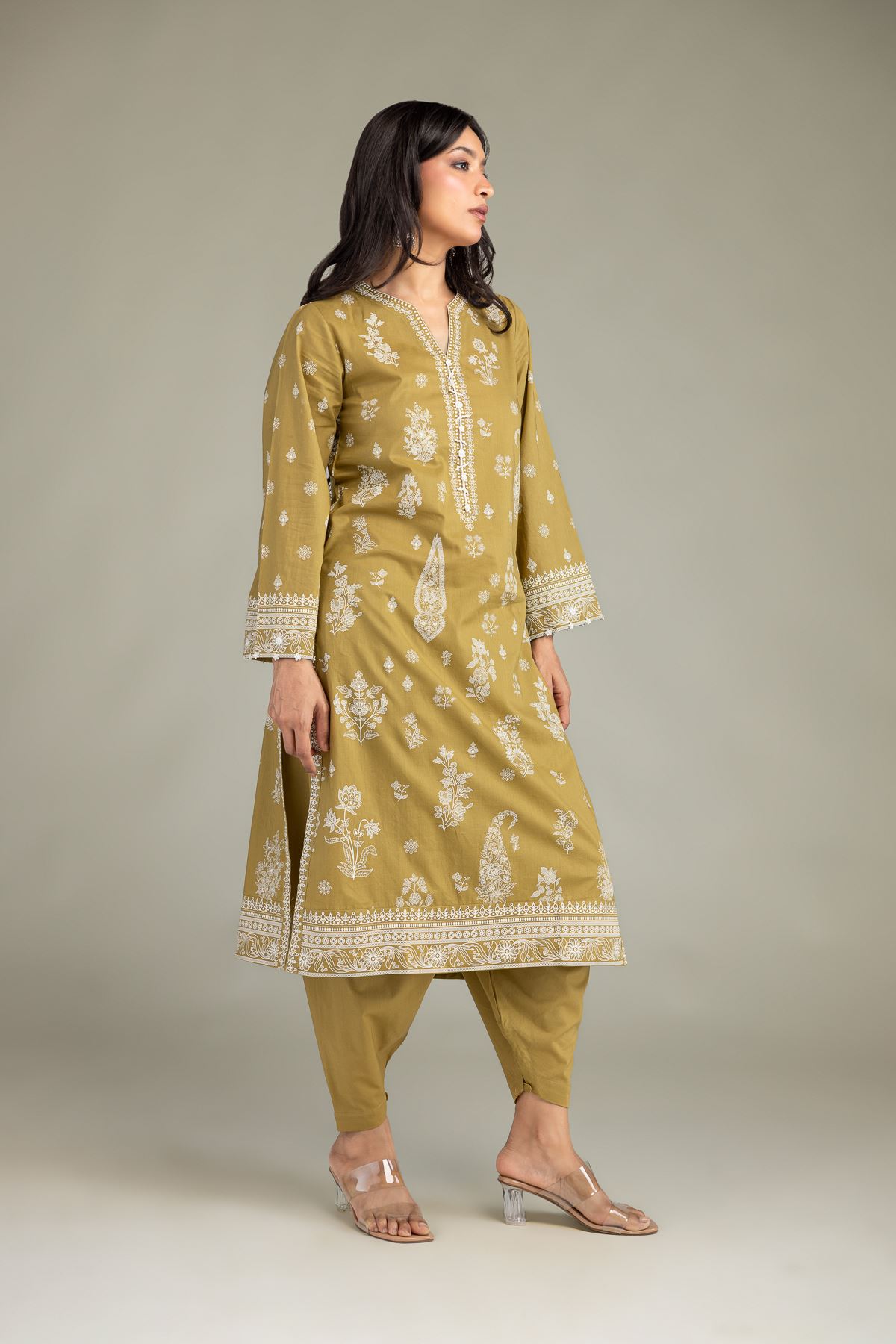 Printed Cambric Floral Cambric Shalwar - 1-26-309-B-D1-VG