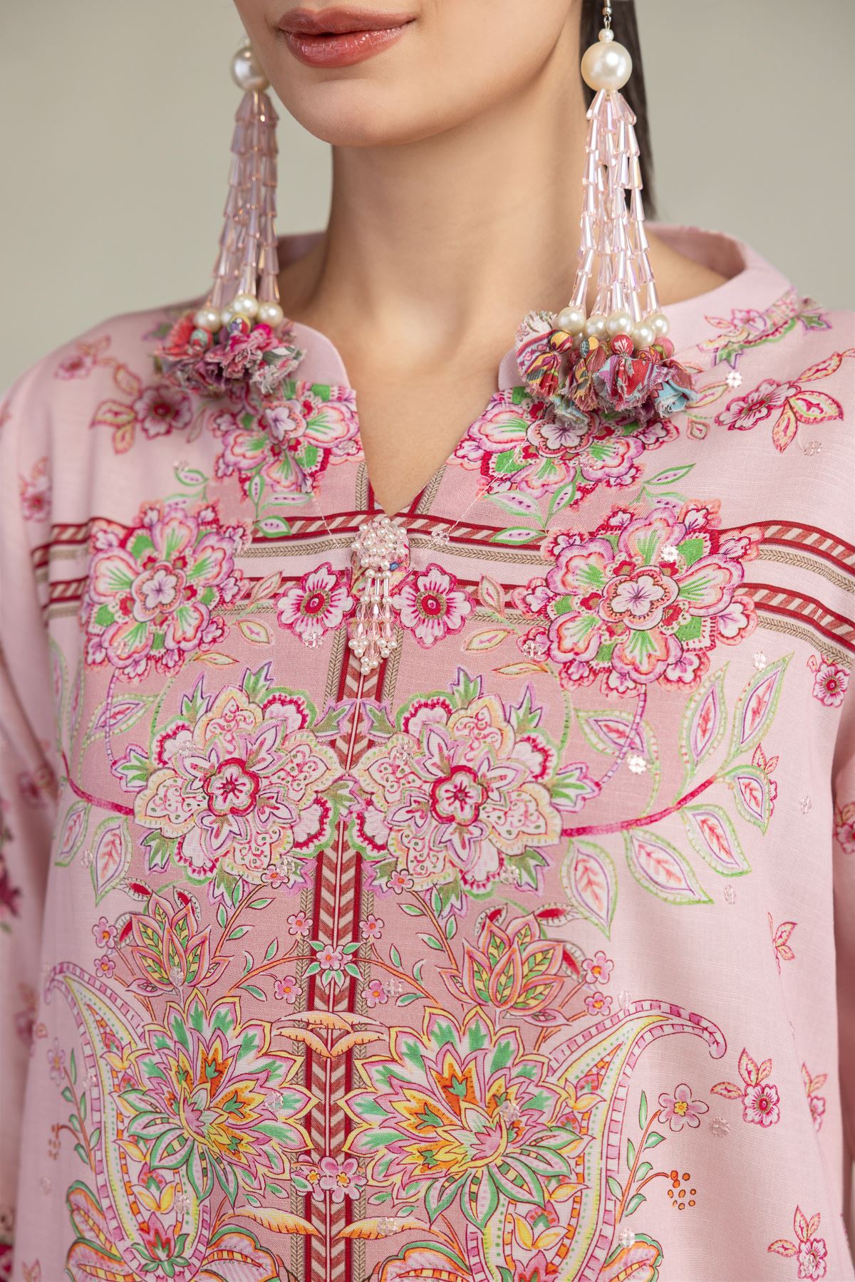Embroidered Raw Silk Short Floral Kurta - 1-26-231-A-C1-VG