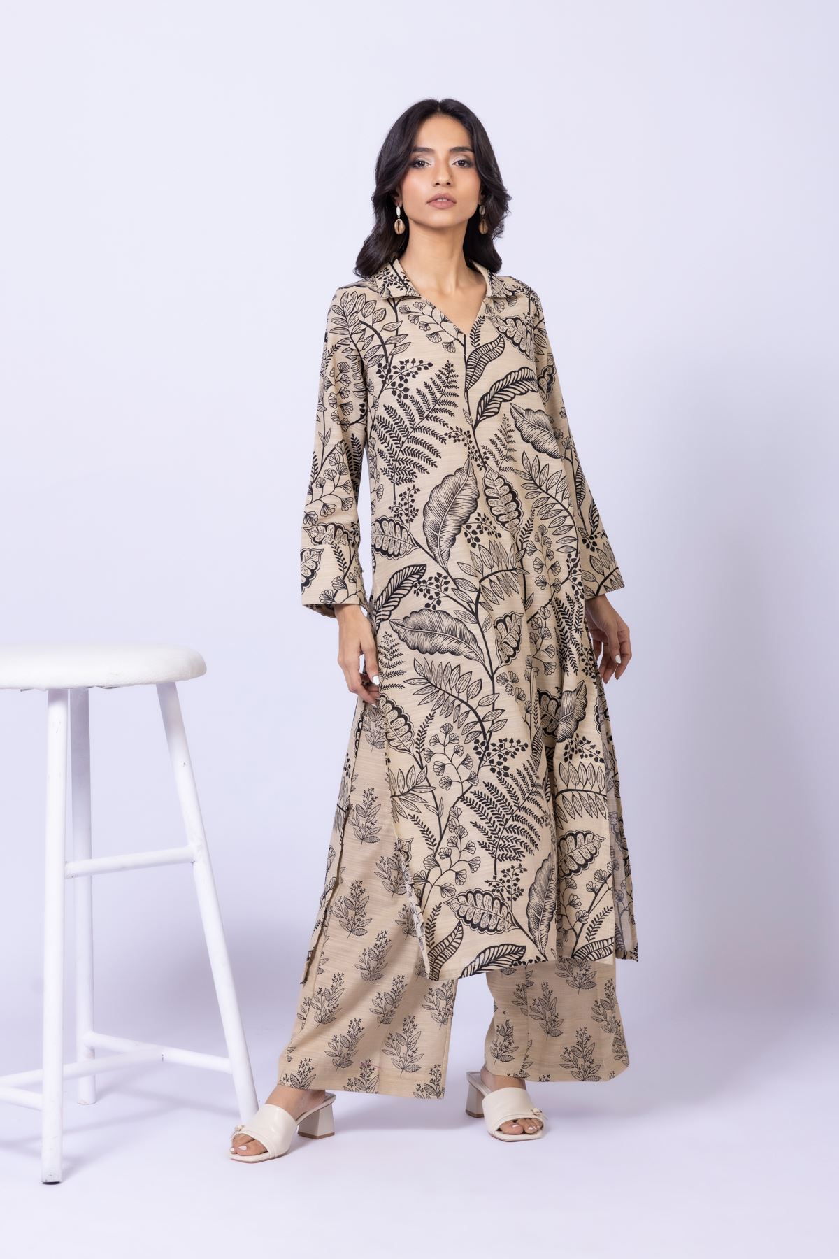 Printed Textured Cotton Pants - 25-09-11E7-07TB-VG