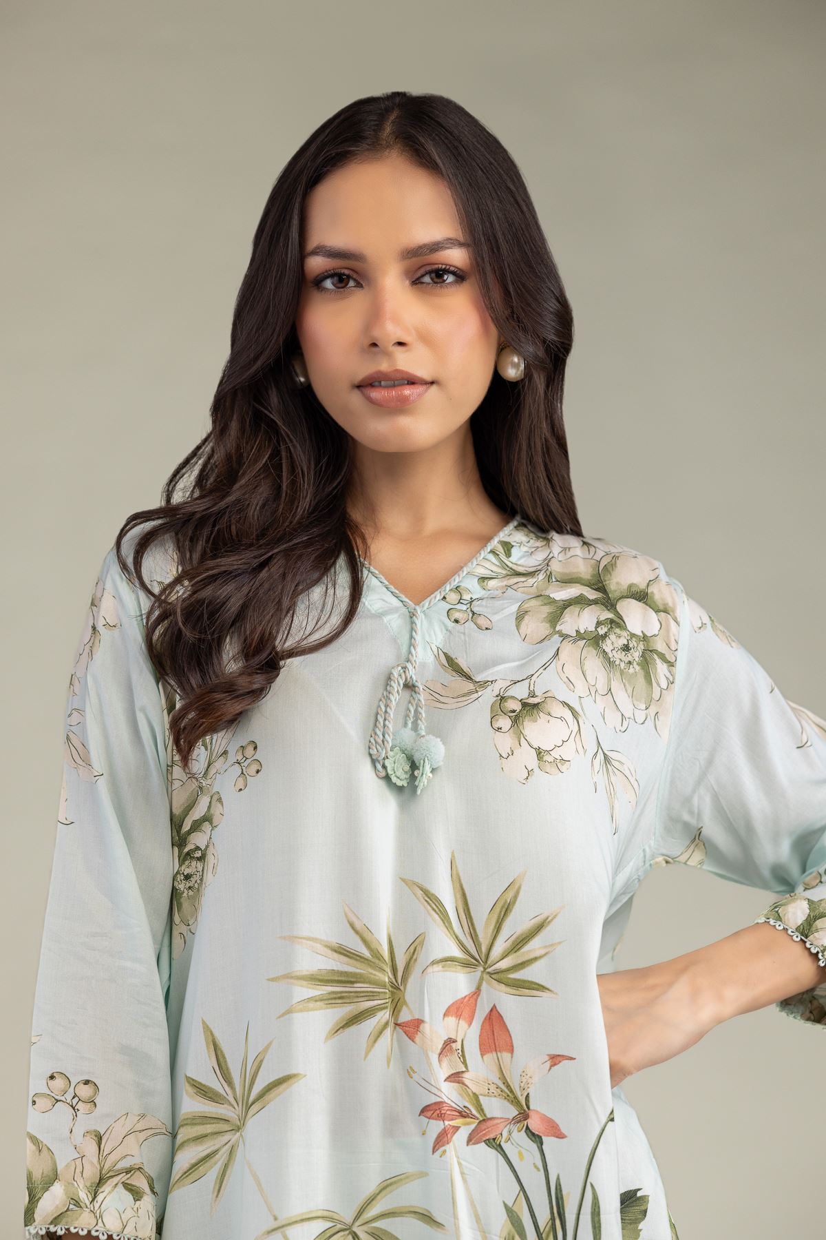 Printed Viscose Long Floral Kurta - 1-26-246-B-I1-VG