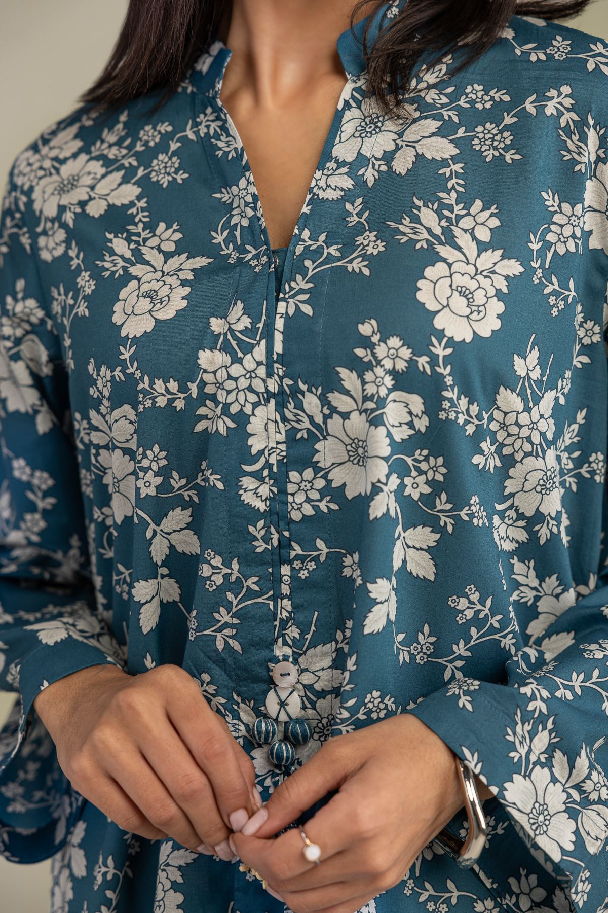 Printed Cambric Cambric Longline Kurta - 1-26-250-B-H1-VG
