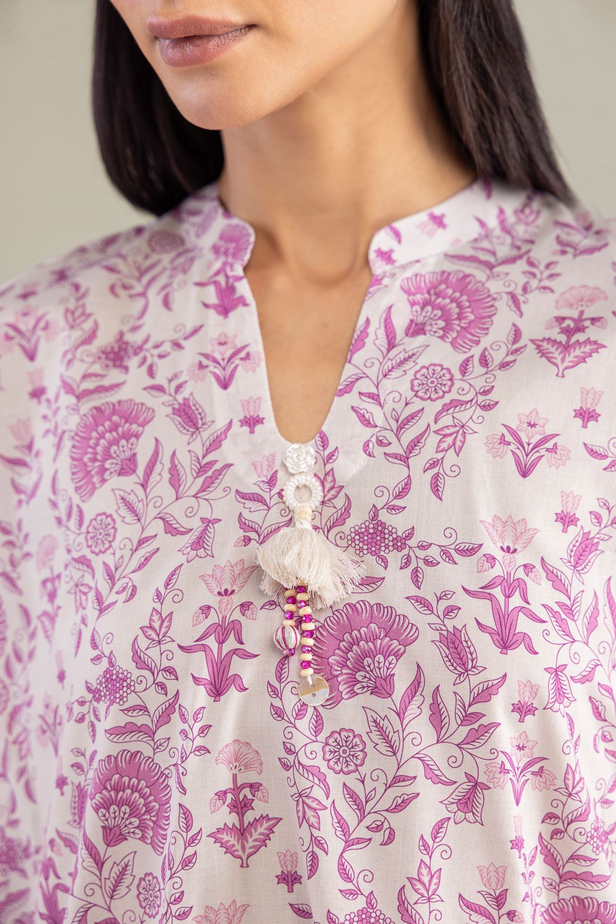 Printed Cambric Short Floral Kurta - 1-26-322-B-A1-VG