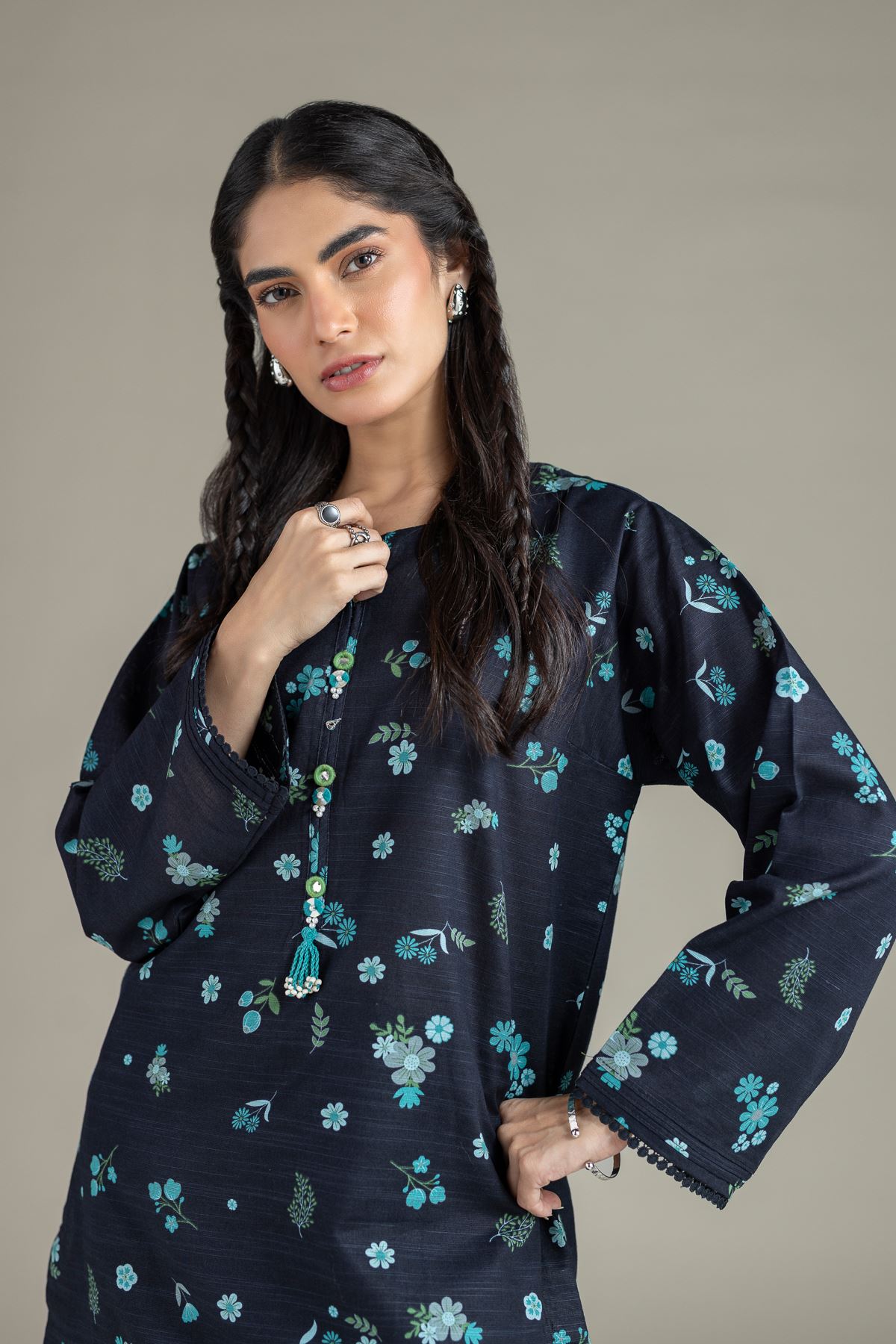 Printed Khaddar Kurta - OTD4-EX22-10TA-VG