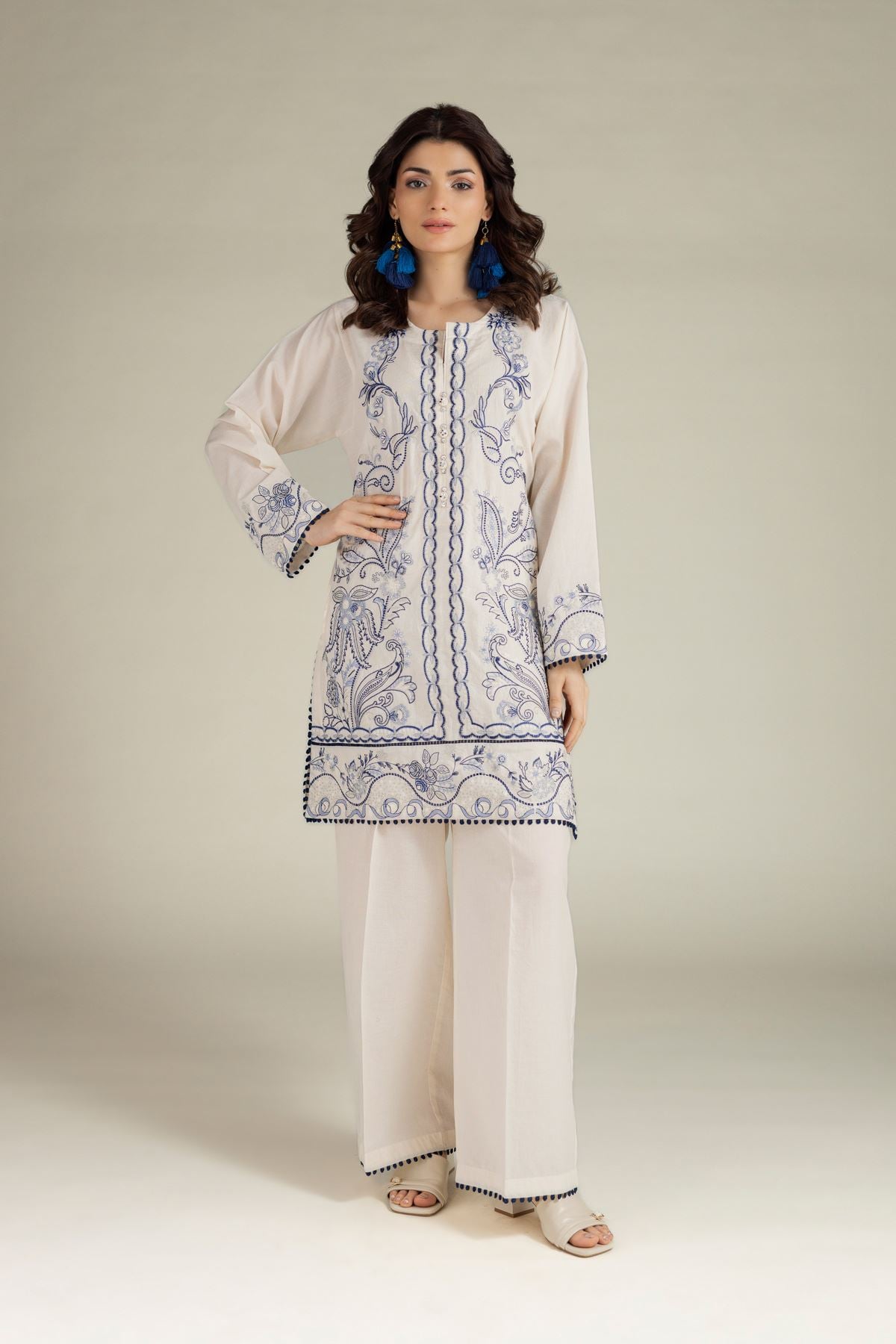 Embroidered Cambric Fabrics 2 Piece | Top and Bottom - A113-26-111EE1-VG