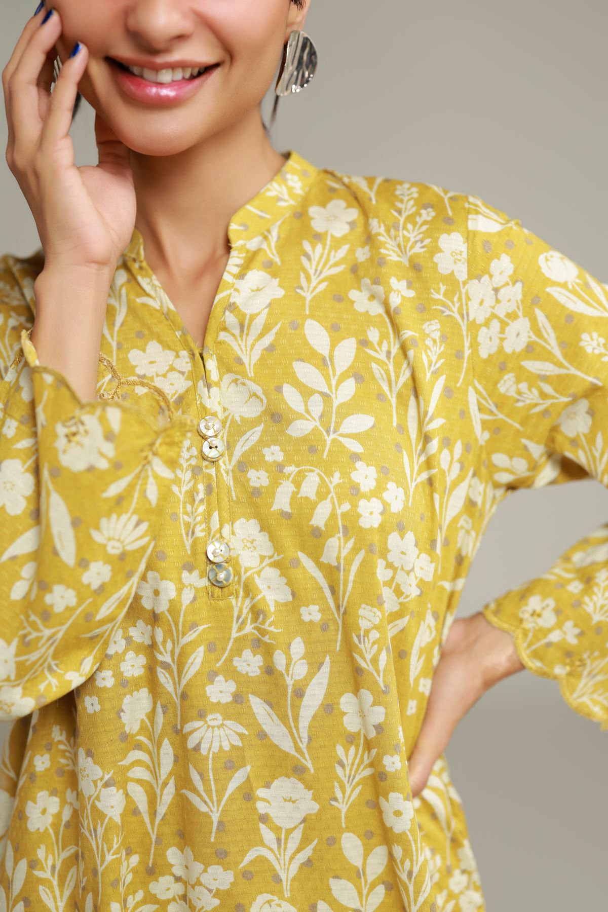 Embroidered Cotton Dobby Long Cotton Kurta - 12-26-115-F-E-VG