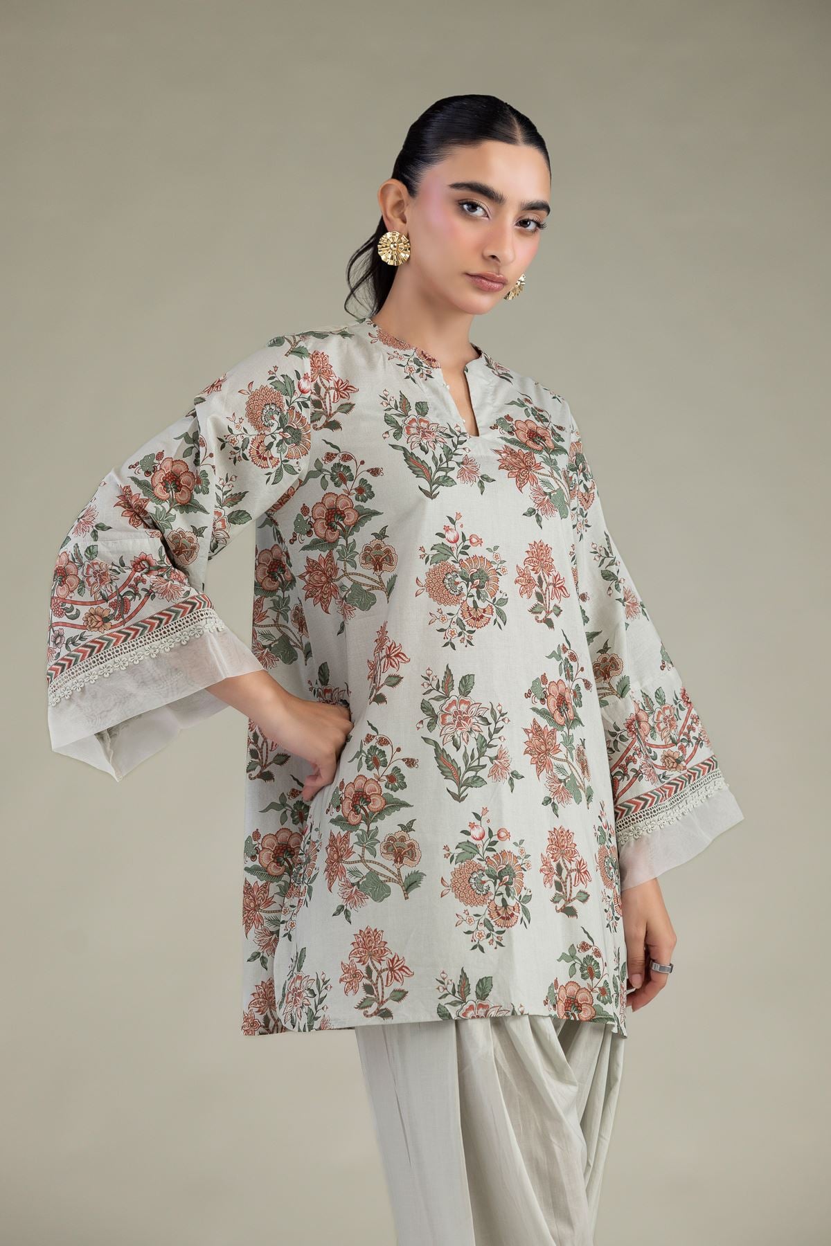 Printed Cambric Short Cambric Kurta - 1-26-337-B-C1-VG