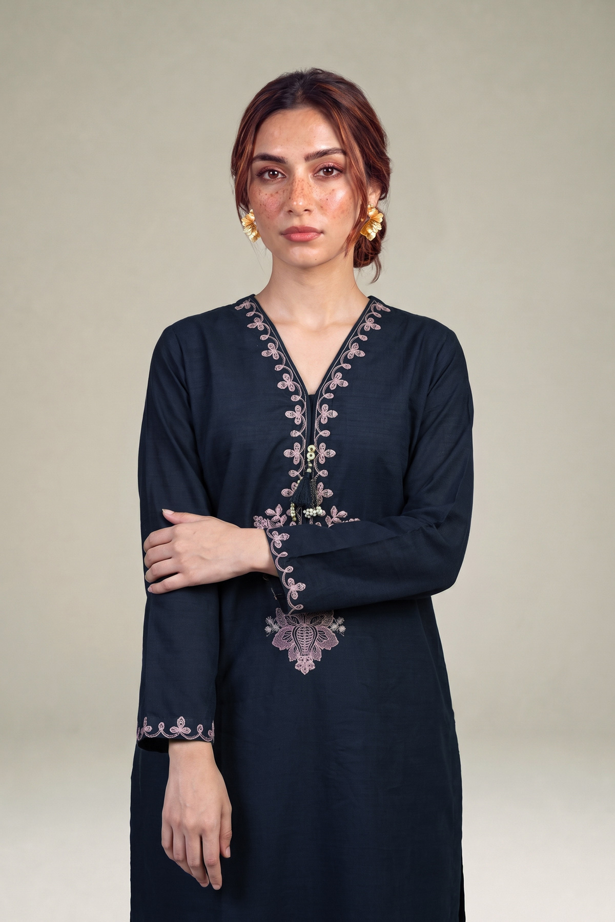 Embroidered Light Khaddar Fabrics 2 Piece | Top and Bottom - 1-26-457-A-C2-VG