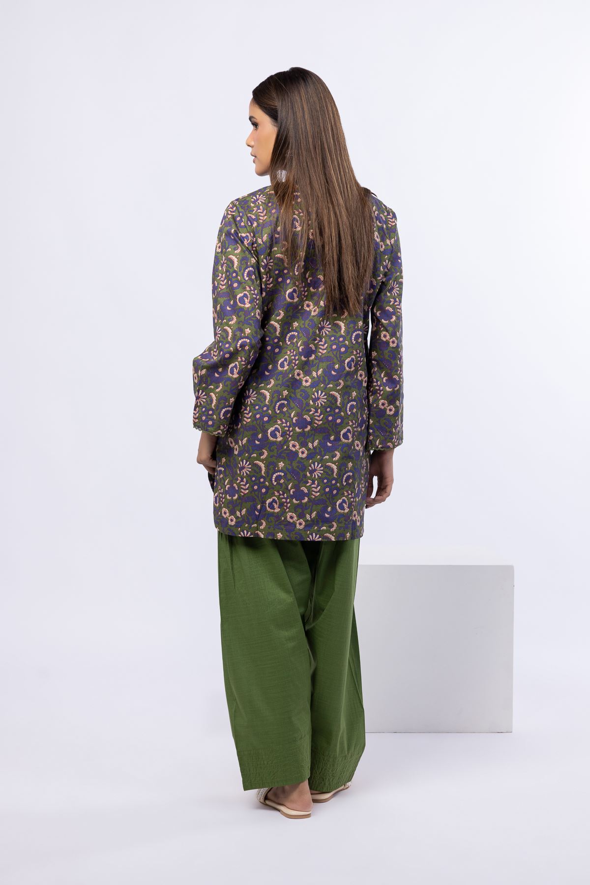 Printed Crosshatch Poplin Kurta - 25-04E48-07TA-VG
