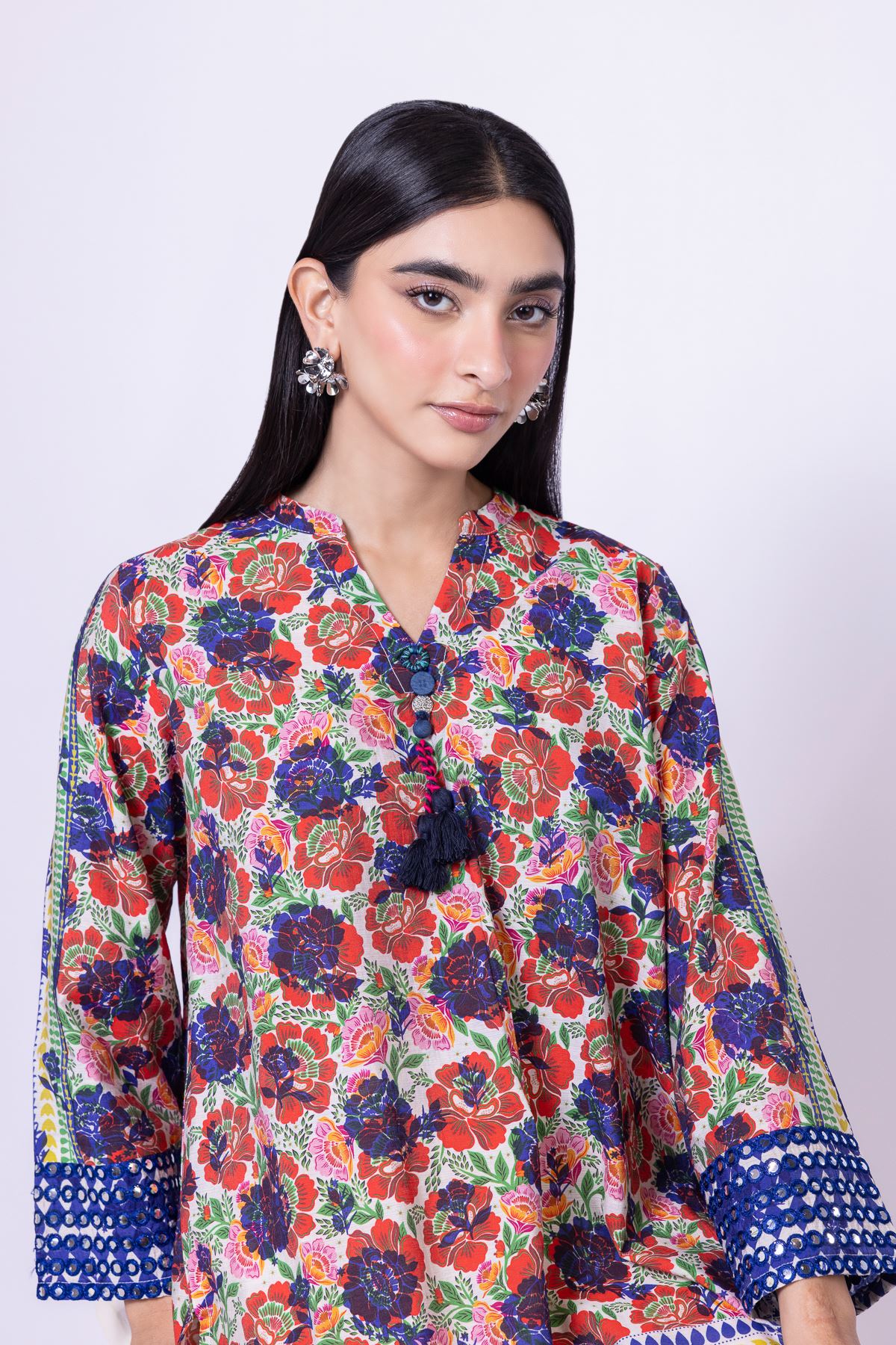 Embroidered Raw Silk Kurta - 25-09-9S1-07TB-VG