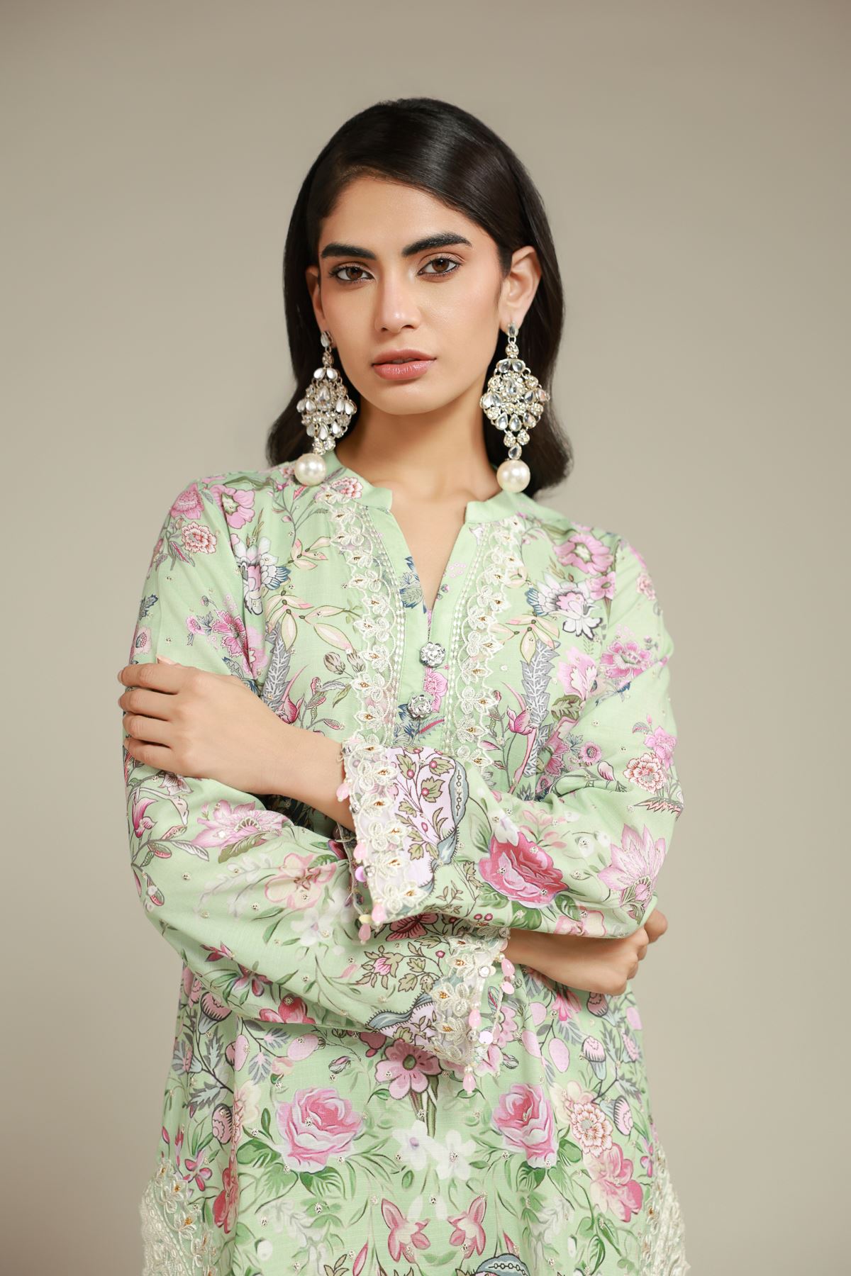 Embroidered Raw Silk Kurta - 25-10-12E11-07TA-VG