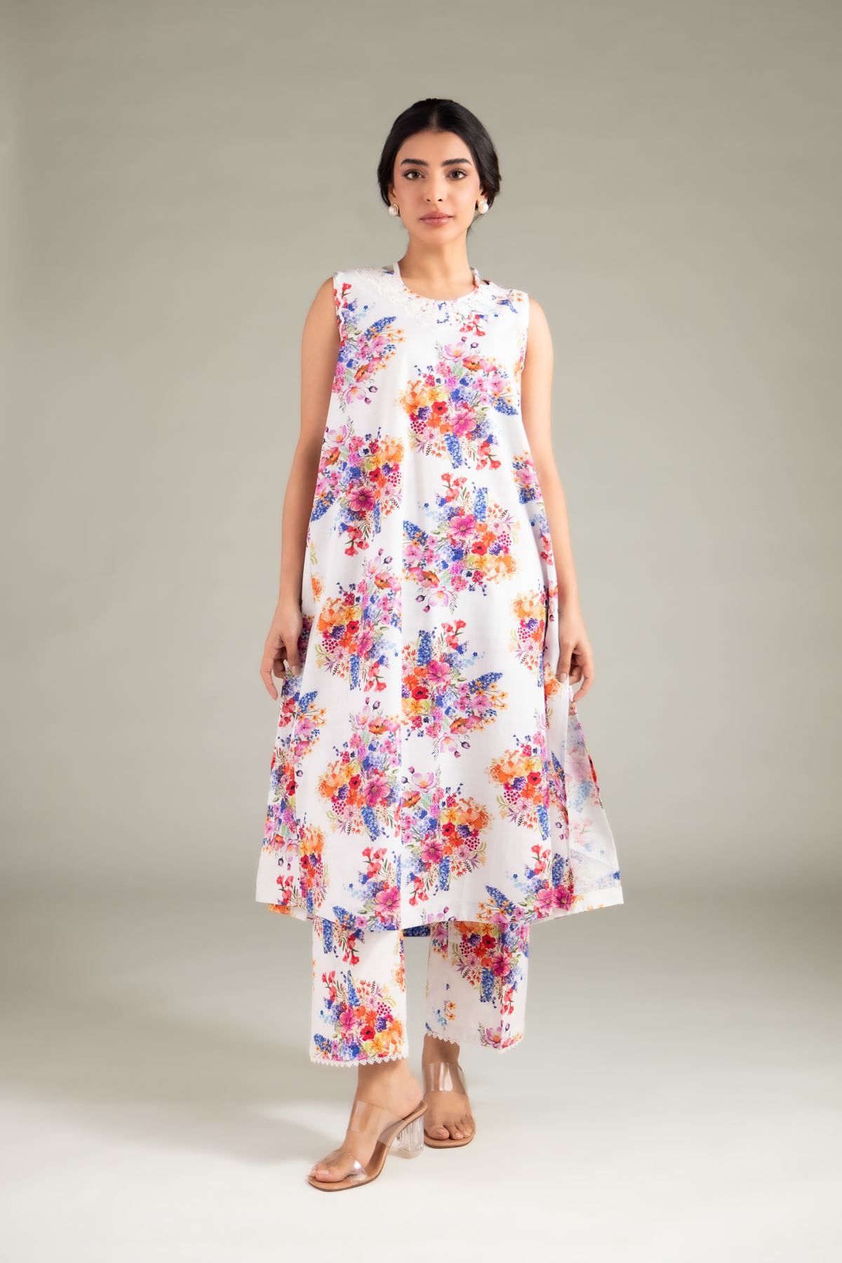 Embroidered Textured Cotton Kurta - 2-26-106-B-C-VG