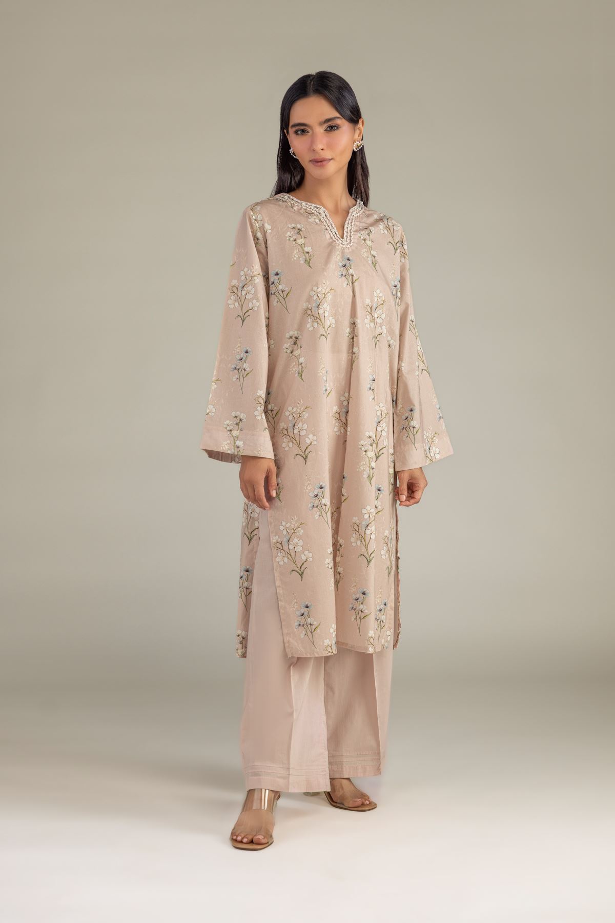 Printed Cambric Long Cambric Kurta - 1-26-322-B-A1-VG