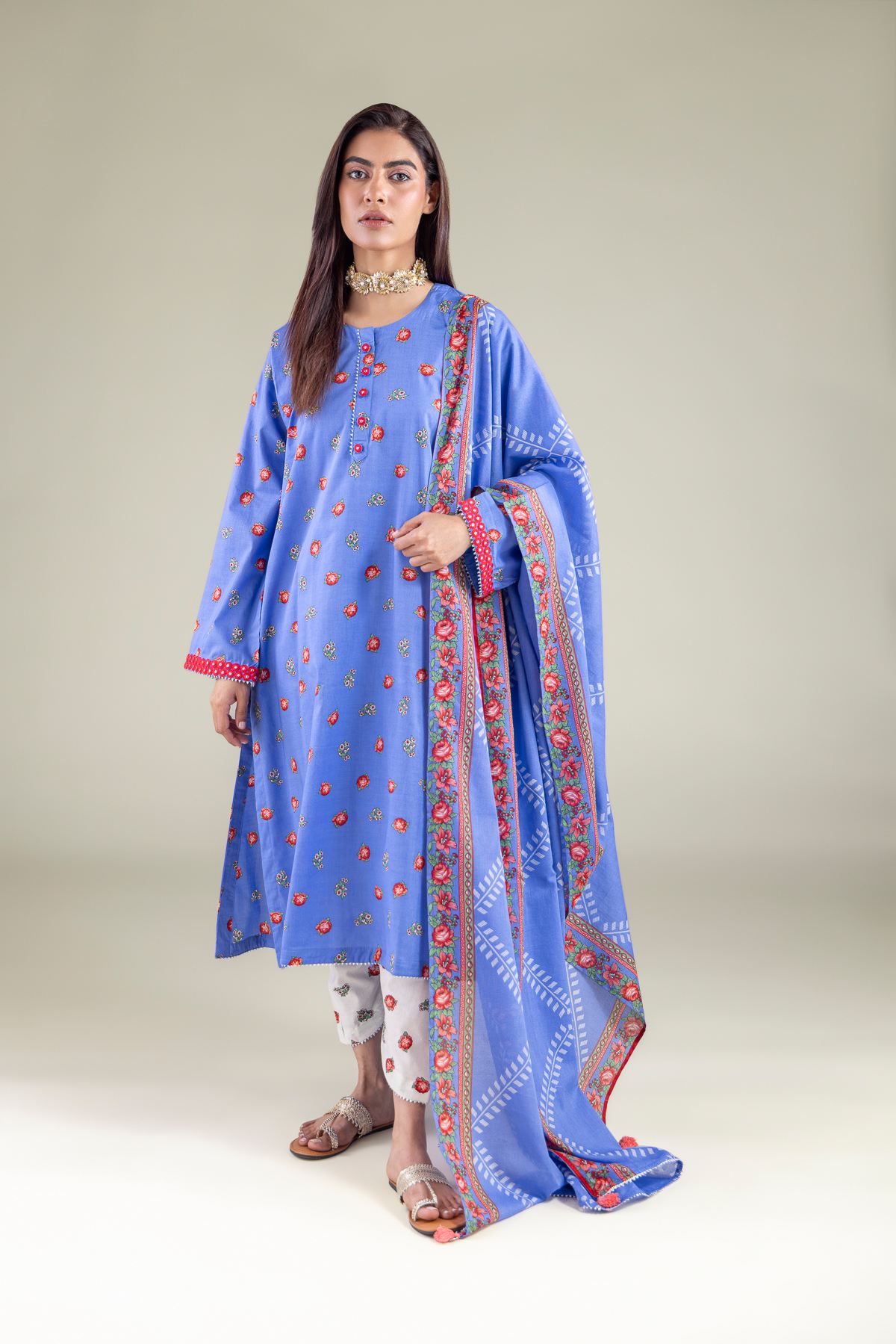 Embroidered Lawn Dupatta - 1-26-123-A-G-VG