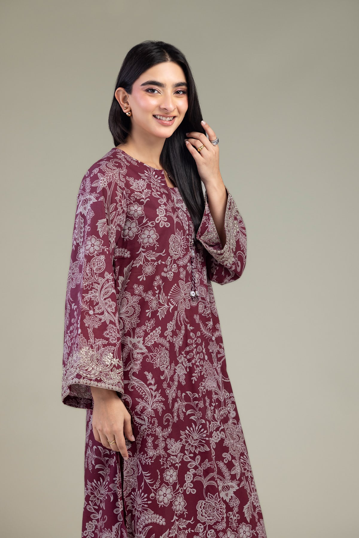 Embroidered Cambric Floral Cambric Kurta - 1-26-309-B-D1-VG