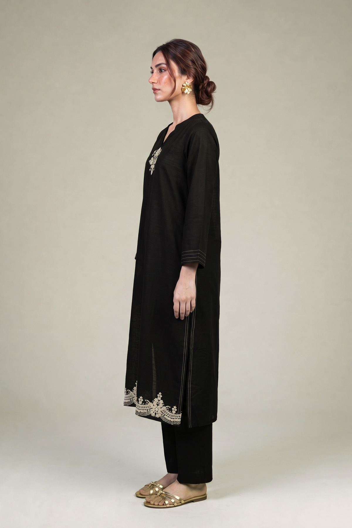 Embroidered Light Khaddar Fabrics 2 Piece | Top and Bottom - 2-26-308-A-G1-VG
