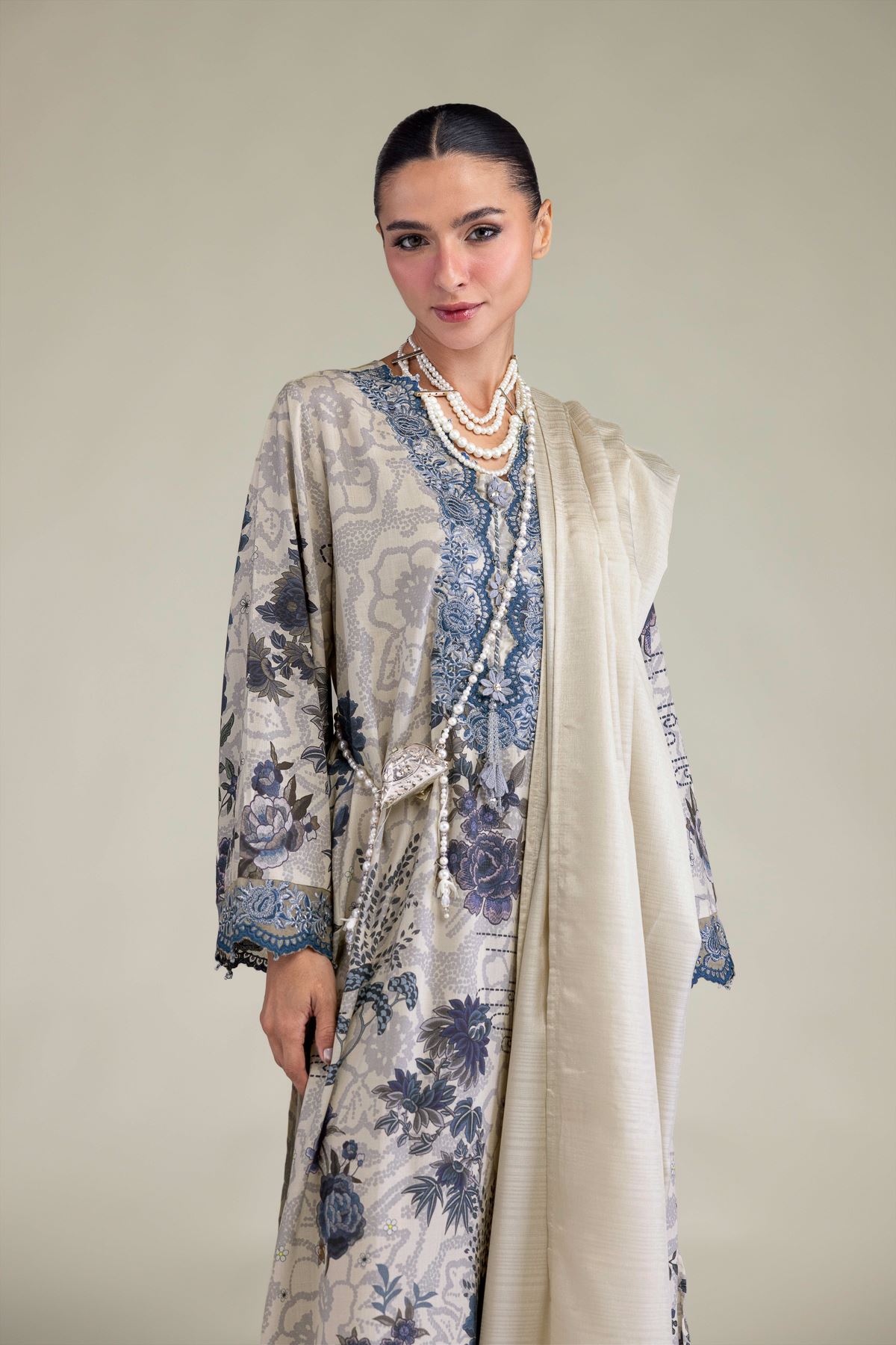 Embroidered Polyester Silk Floral Silk Dupatta - 2-26-206-A-A1-VG