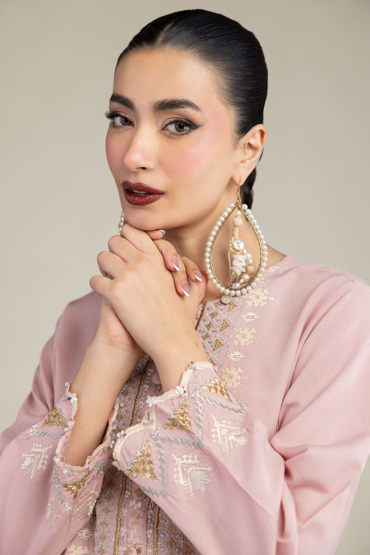 Embroidered Raw Silk Short Silk Kurta - 2-26-212-A-C1-VG