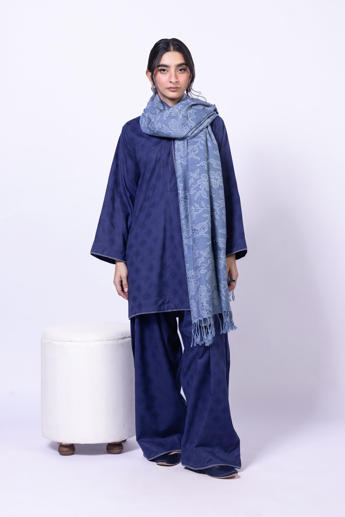 Dyed Jacquard Kurta - 25-10-11E16-11TB-VG