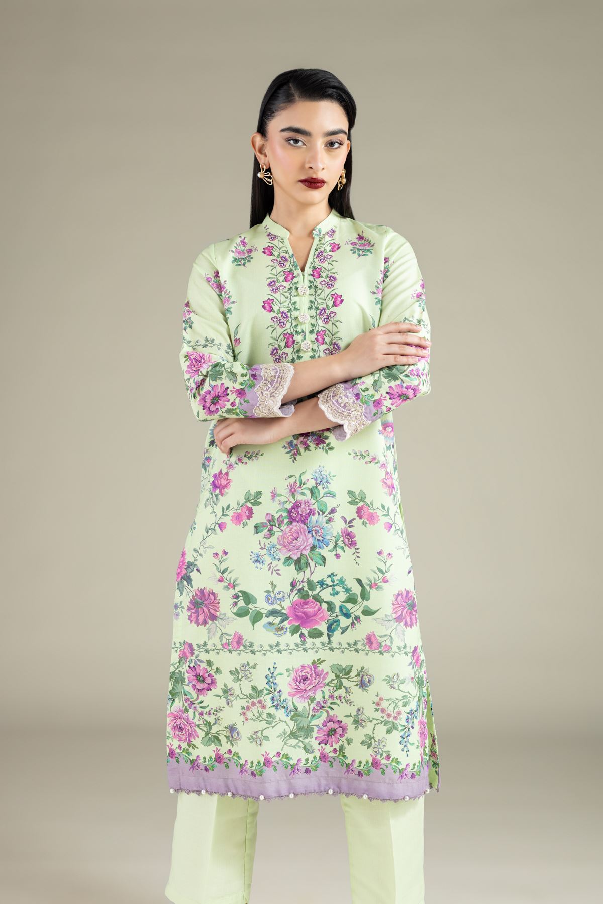 Embroidered Mesuri Kurta - 25-10-12E11-02TA-VG