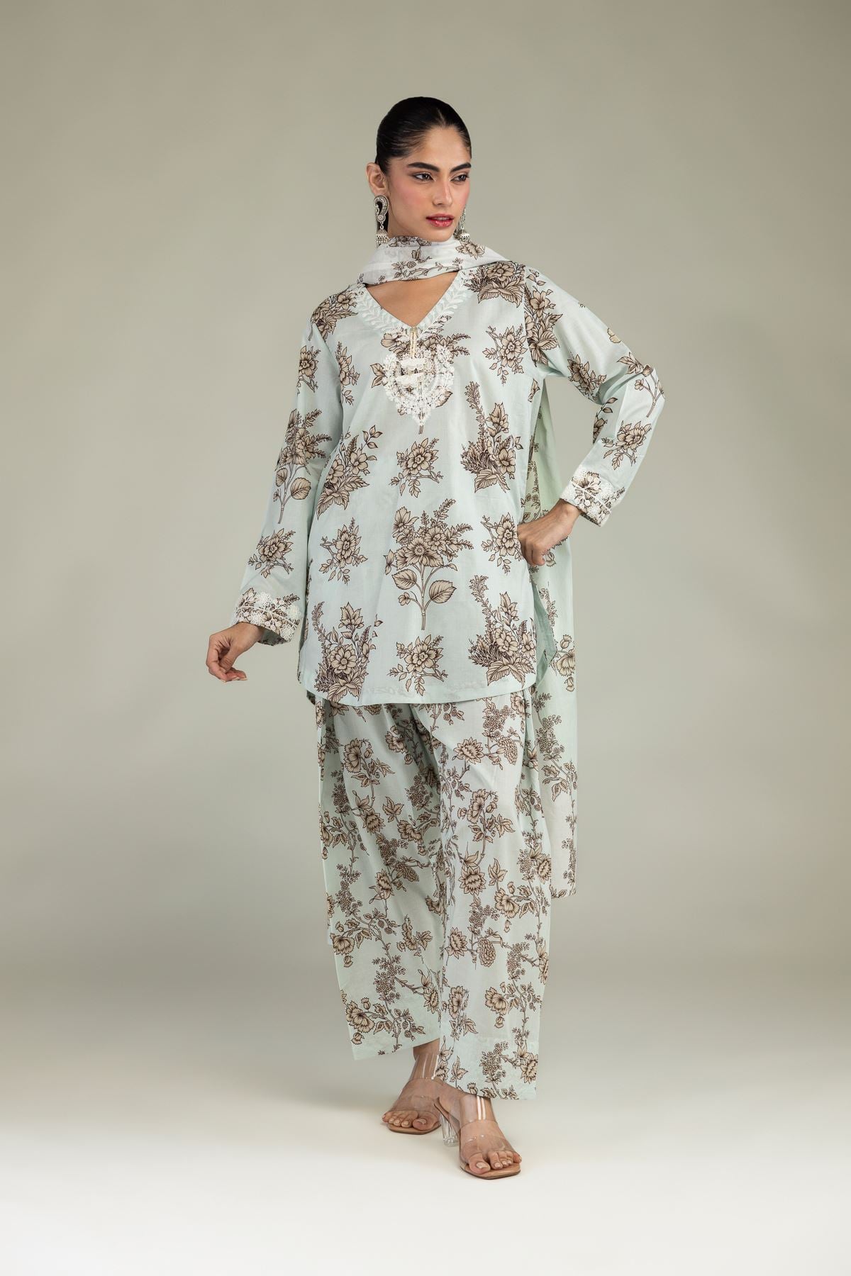 Embroidered Cambric Floral Cambric Shalwar - 1-26-229-B-F1-VG