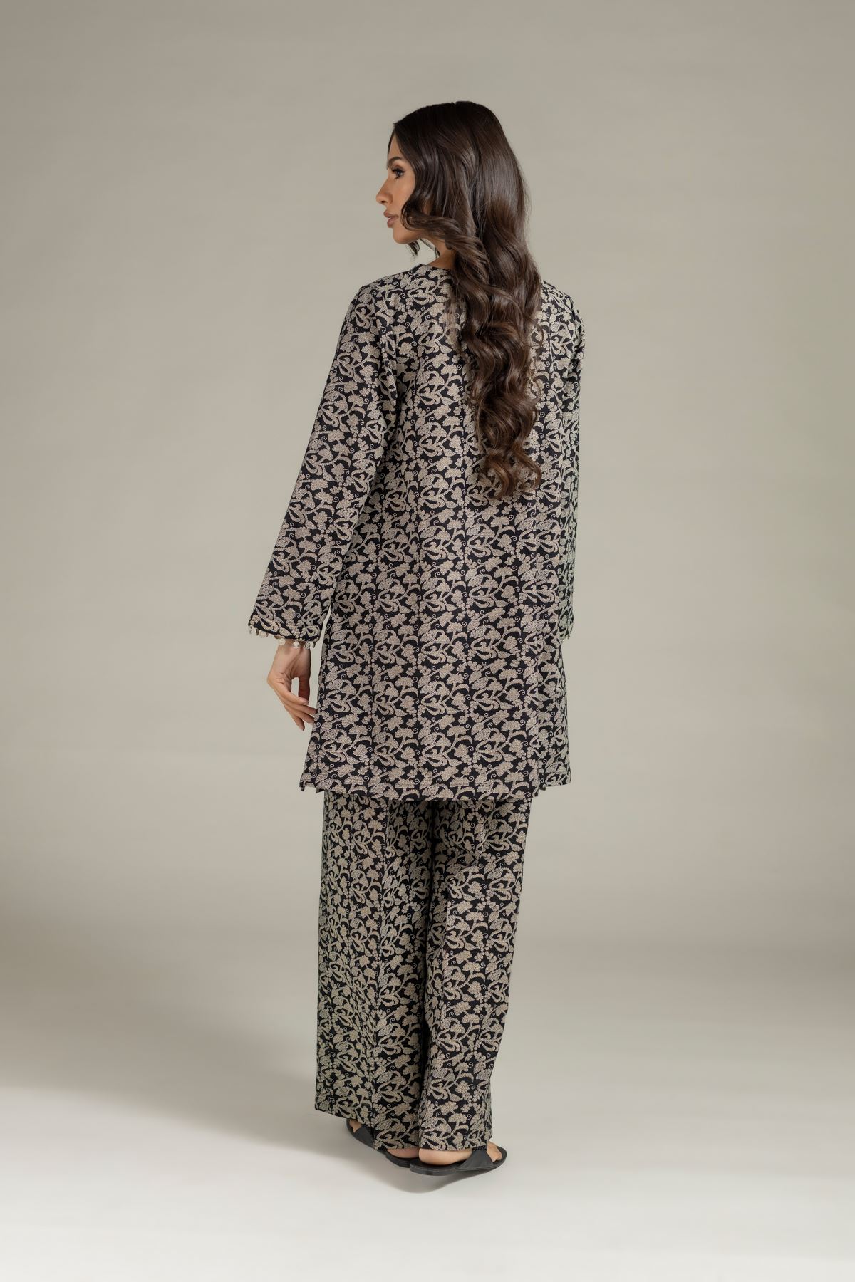 Printed Textured Cotton Kurta - 25-10-12E6-07TB-VG