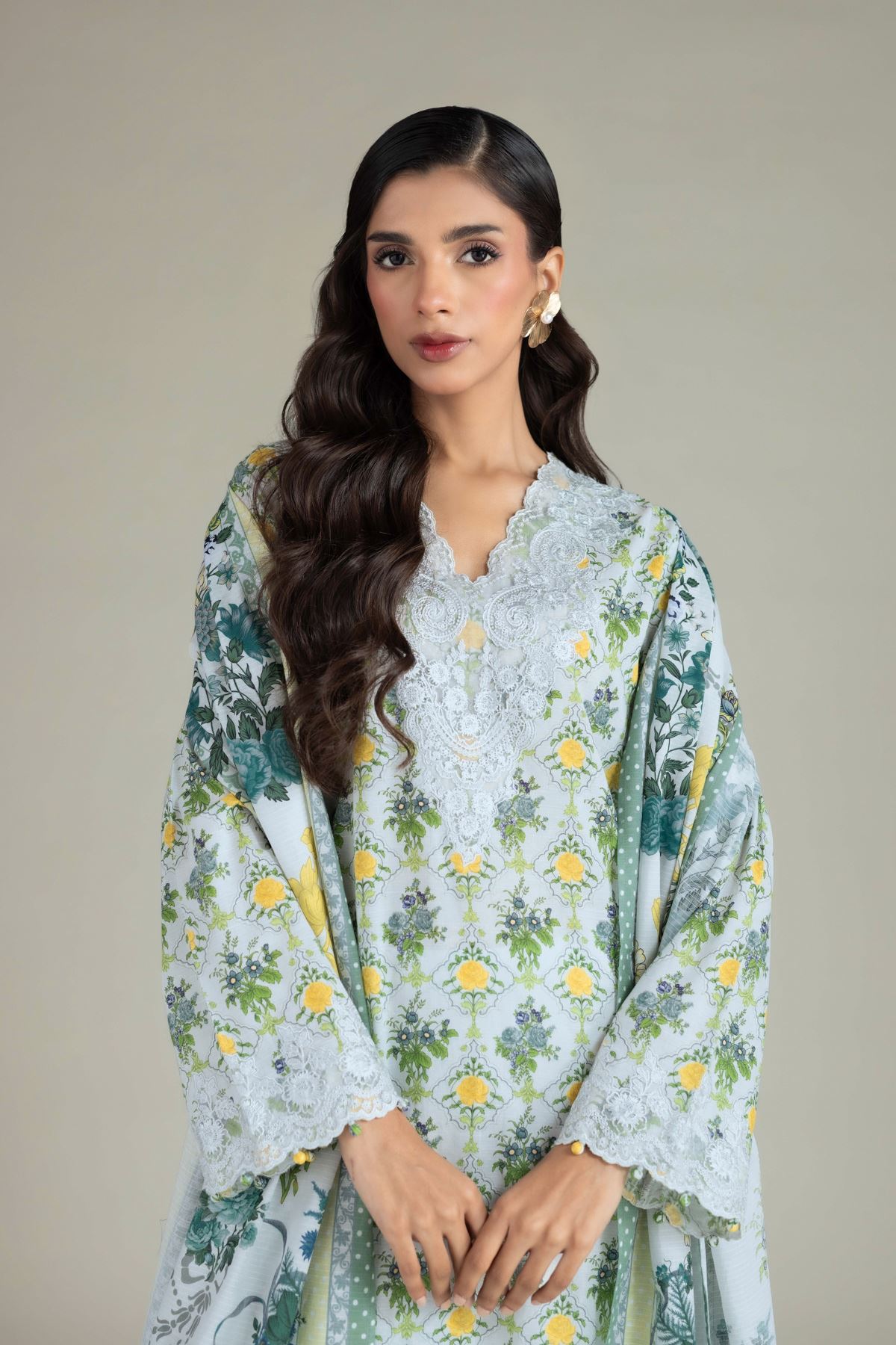 Embroidered Cambric Tailored 3 Piece - T-A33-26-104FD1-VG