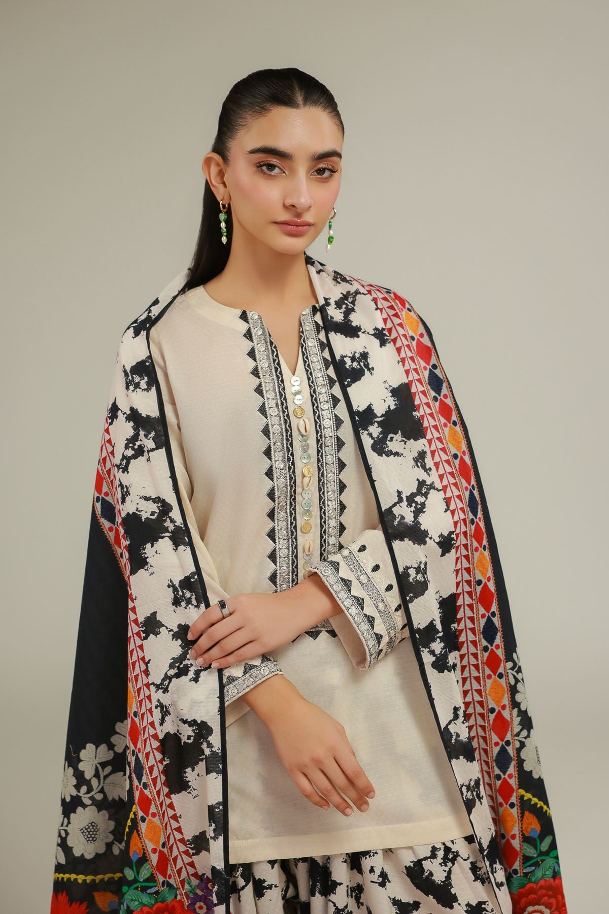 Embroidered Cotton Net Cotton Net Dupatta - 1-26-128-A-A-VG