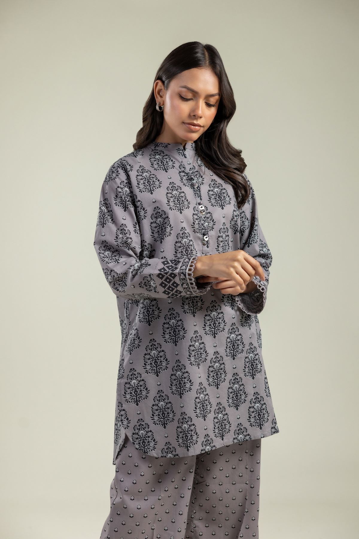Printed Cambric Kurta - OTD4-EX26-09BA-VG