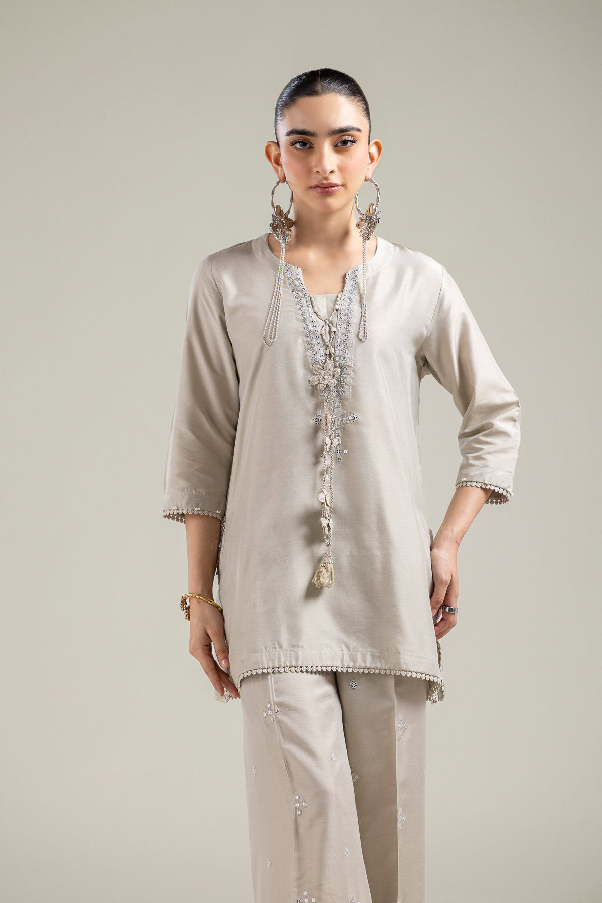 Raw Silk Beige Raw Silk Kurta - 1-26-142-A-F-VG