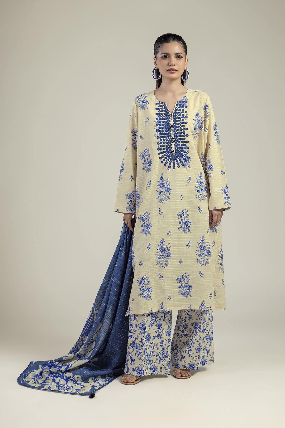 Embroidered Mesuri Dobby Mesuri Tailored 3-Piece - 1-26-102-A-F-VG