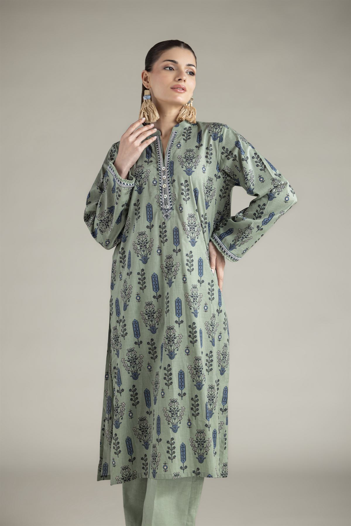 Embroidered Lawn Fabrics 2 Piece | Top and Bottom - A11-26-114FA1-VG