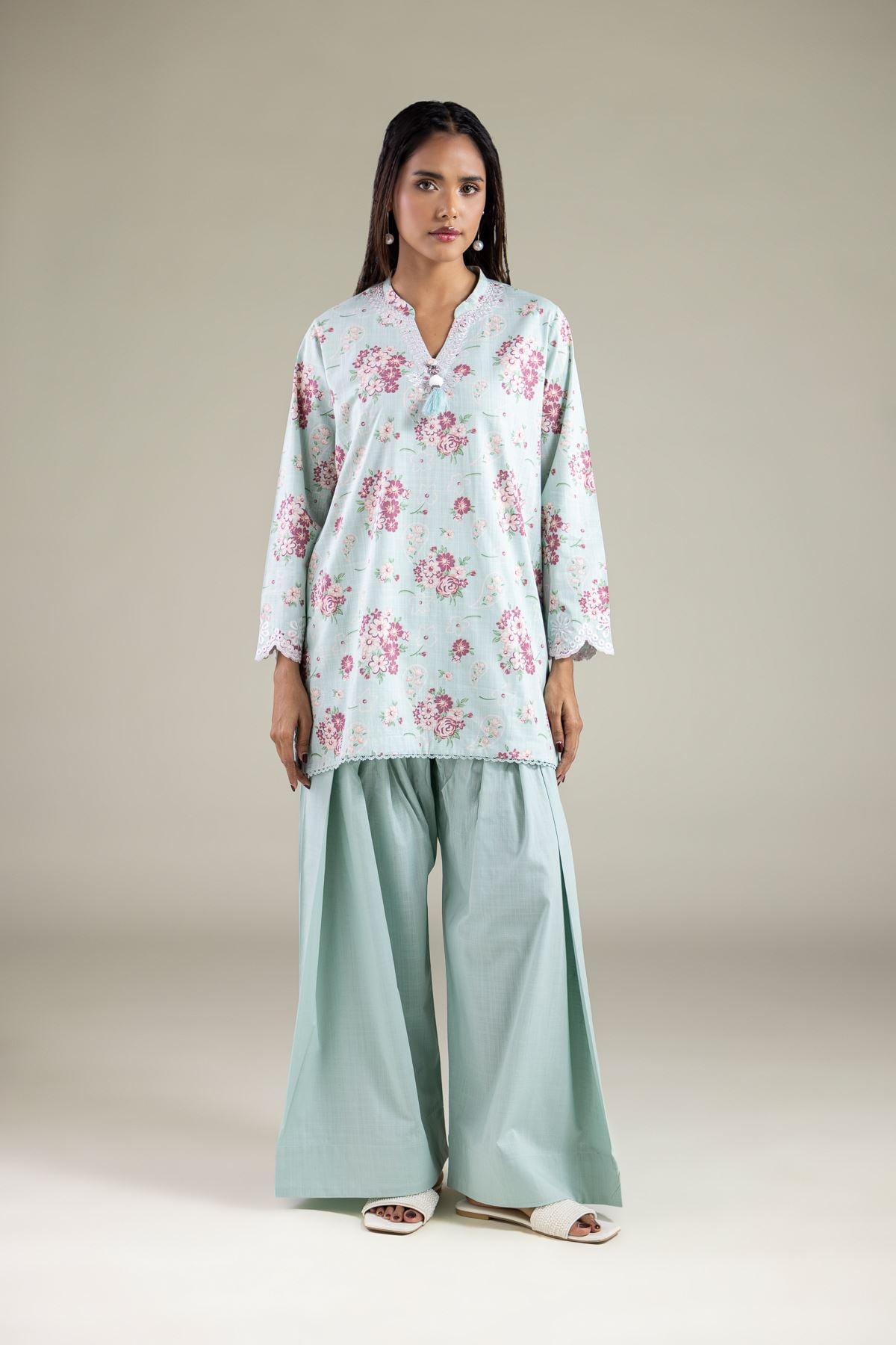 Embroidered Textured Cotton Shalwar - 1-26-122-A-B-VG