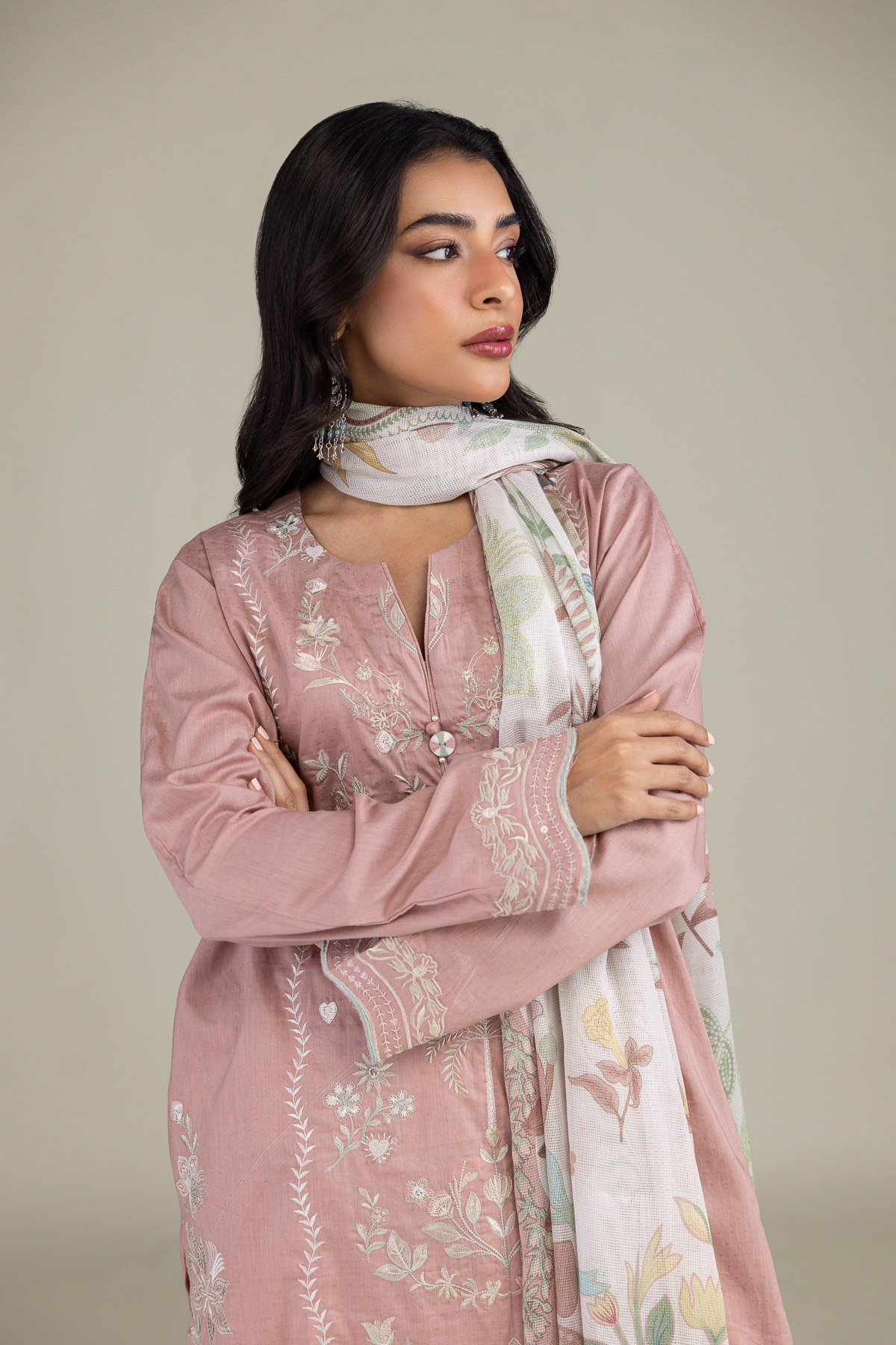 Embroidered Cotton Dobby 3 Piece Tailored - 8-26-303-A-C1-VG